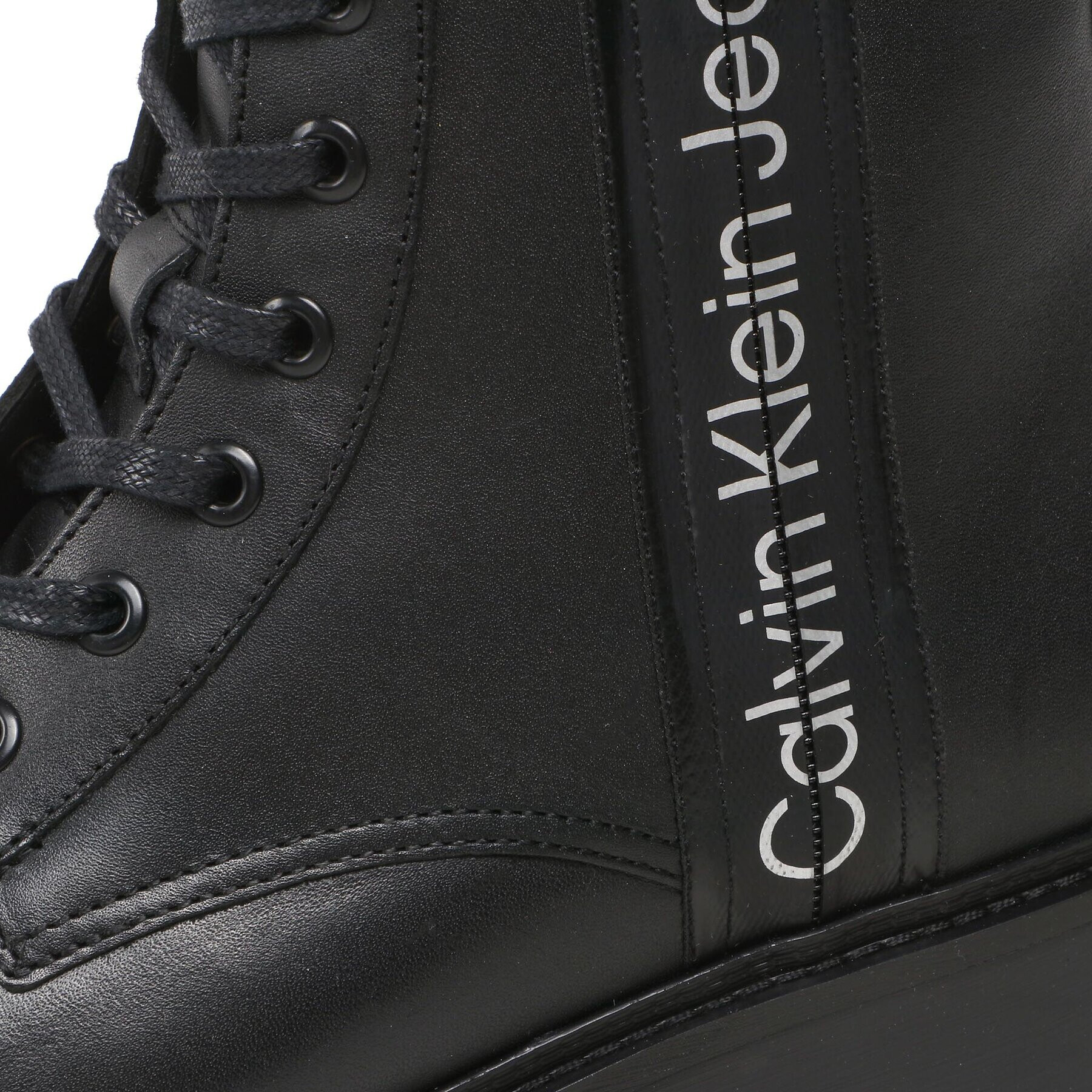 Calvin Klein Jeans Ботуши Combat Mid Laceup Boot W Zip YM0YM00262 Черен - Pepit.bg