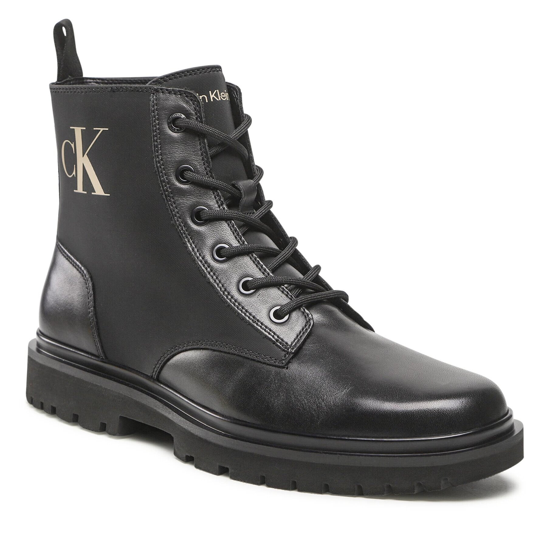 Calvin Klein Jeans Ботуши Lug Laceup Boot YM0YM00562 Черен - Pepit.bg