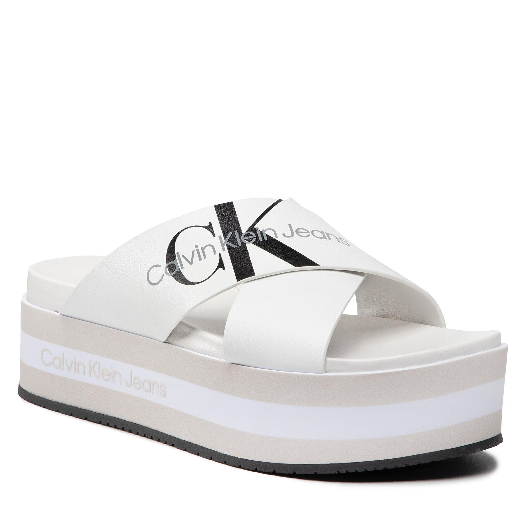 Calvin Klein Jeans Чехли Faltform Sandal Crisscross YW0YW00562 Бял - Pepit.bg