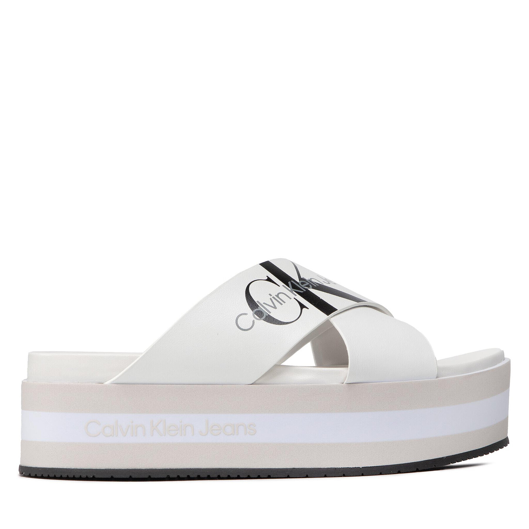 Calvin Klein Jeans Чехли Faltform Sandal Crisscross YW0YW00562 Бял - Pepit.bg