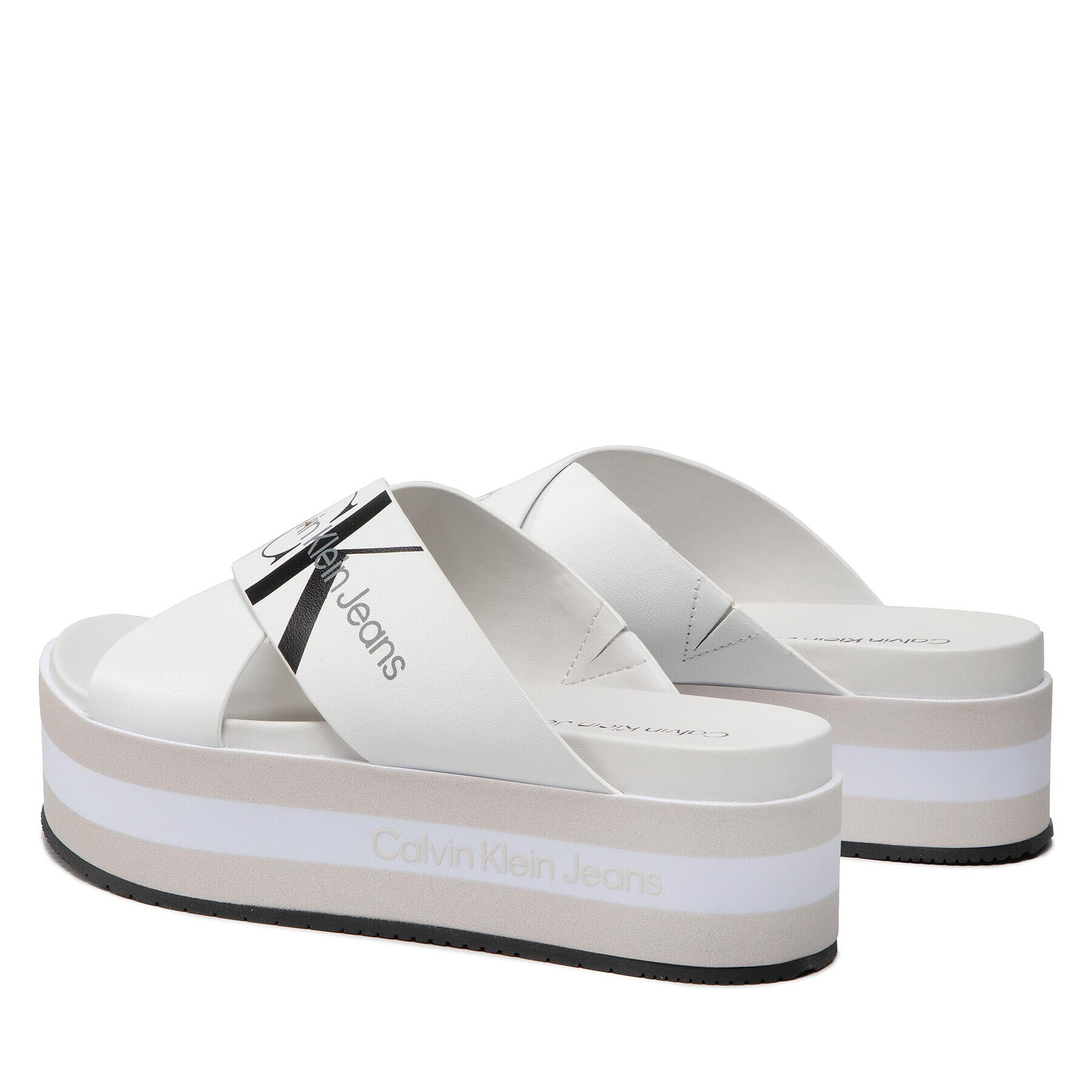 Calvin Klein Jeans Чехли Faltform Sandal Crisscross YW0YW00562 Бял - Pepit.bg