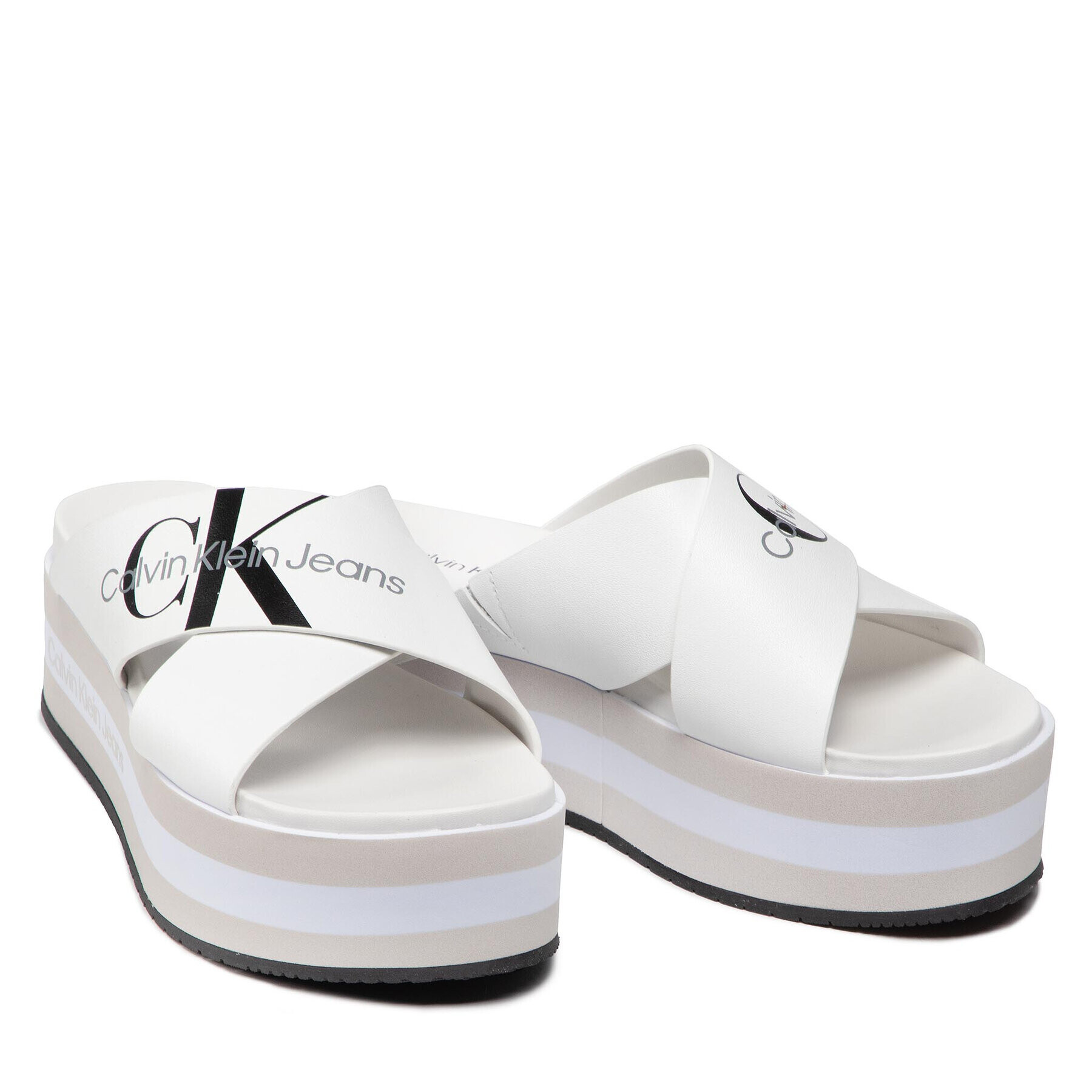 Calvin Klein Jeans Чехли Faltform Sandal Crisscross YW0YW00562 Бял - Pepit.bg