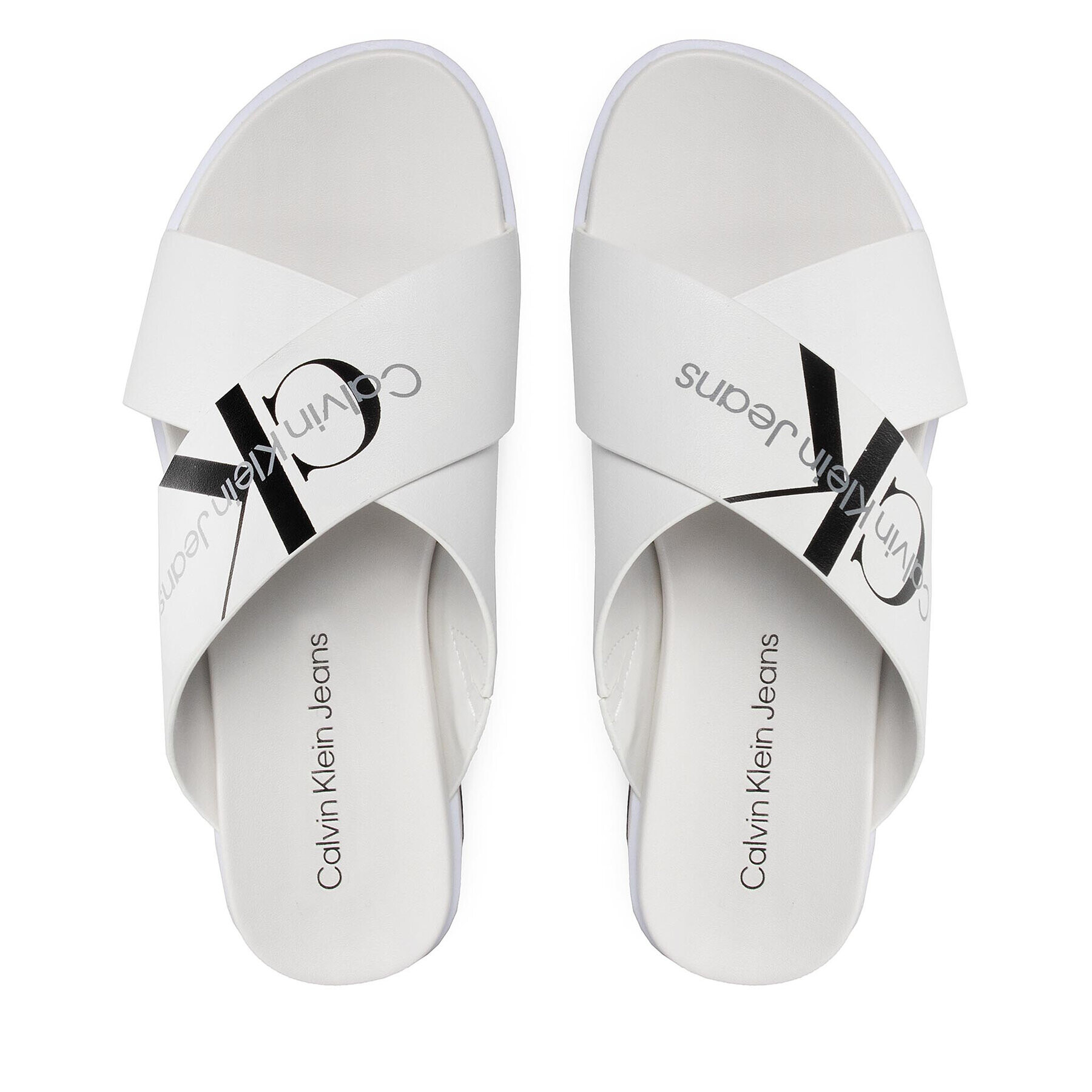 Calvin Klein Jeans Чехли Faltform Sandal Crisscross YW0YW00562 Бял - Pepit.bg