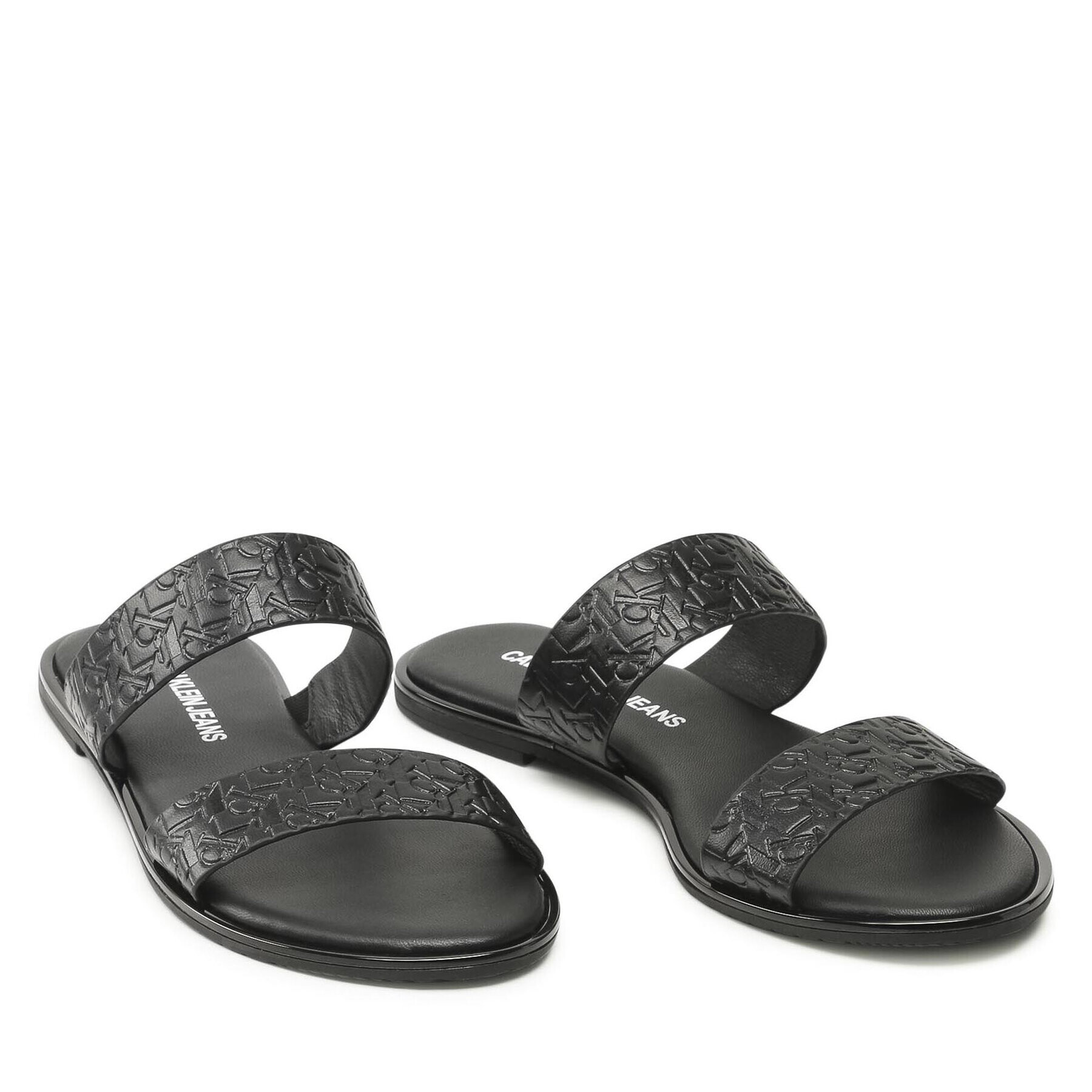 Calvin Klein Jeans Чехли Flat Sandal Twostraps Em Pa-Pl YW0YW00141 Черен - Pepit.bg