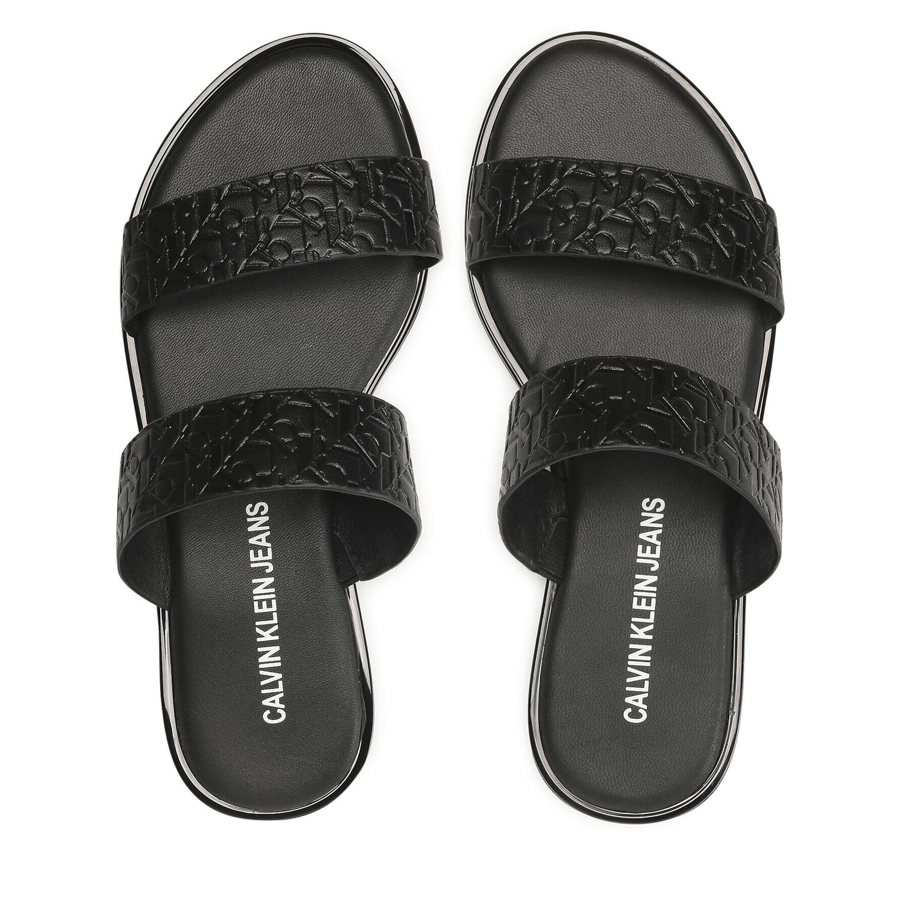 Calvin Klein Jeans Чехли Flat Sandal Twostraps Em Pa-Pl YW0YW00141 Черен - Pepit.bg