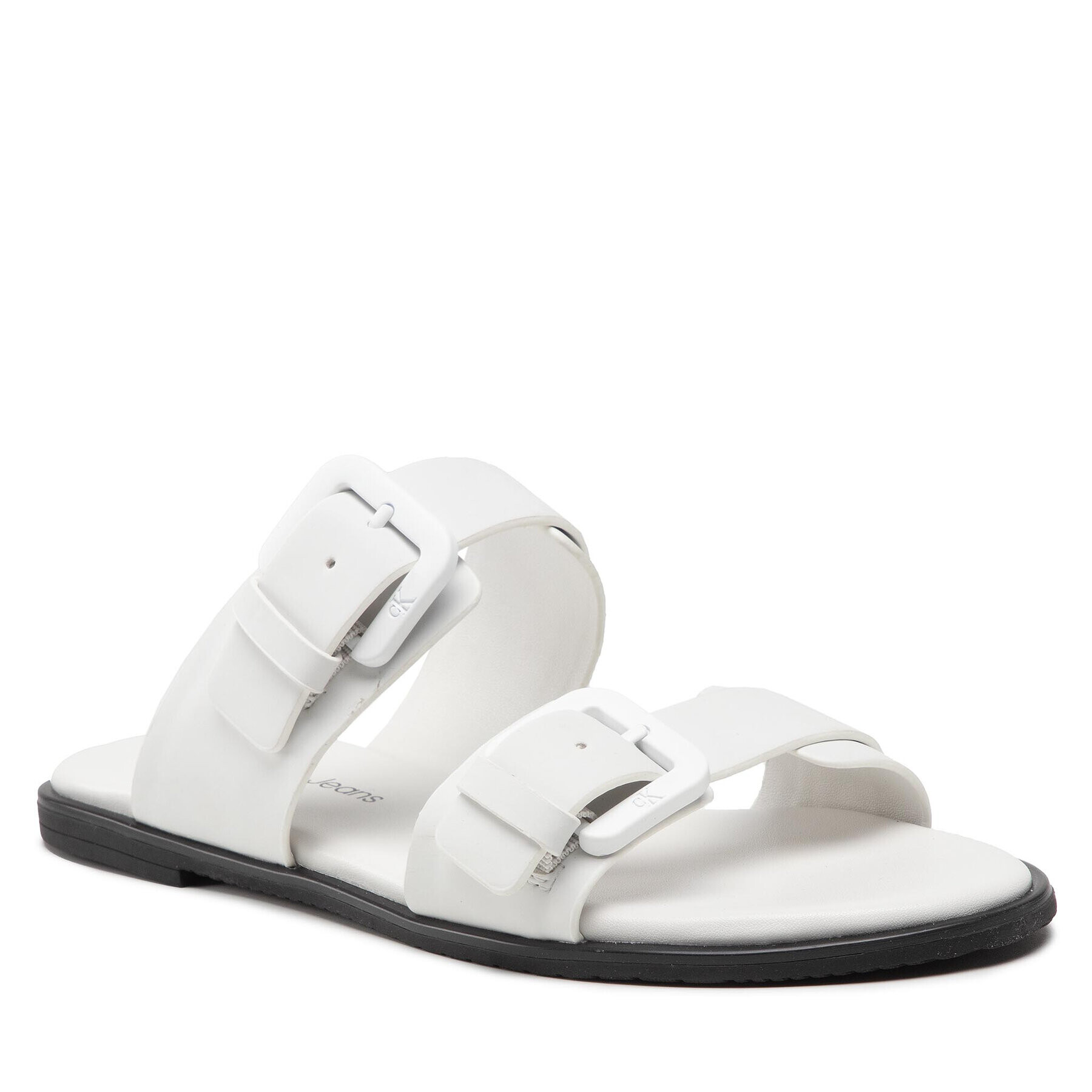 Calvin Klein Jeans Чехли Flat Sandal Twostraps Rub YW0YW00537 Бял - Pepit.bg