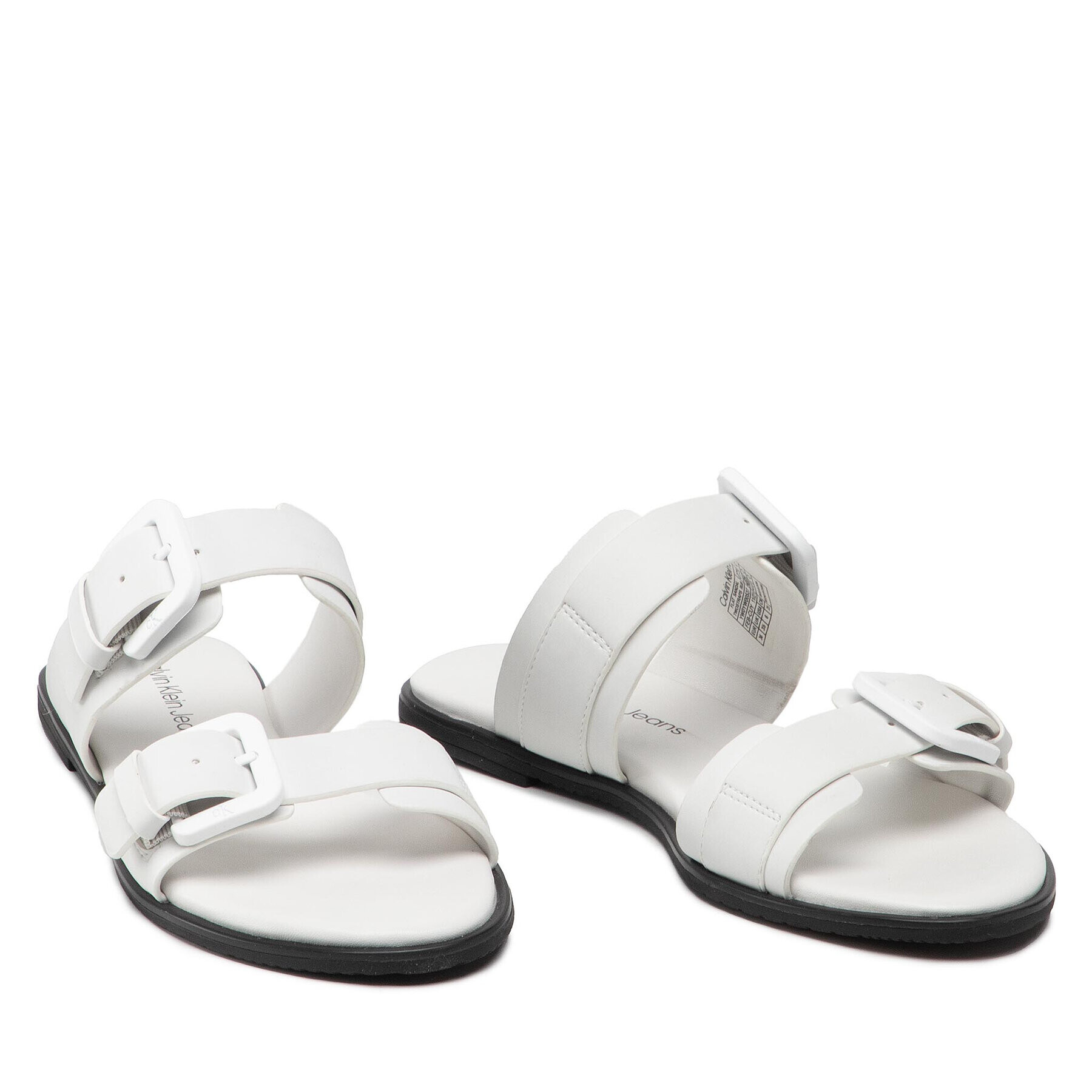 Calvin Klein Jeans Чехли Flat Sandal Twostraps Rub YW0YW00537 Бял - Pepit.bg