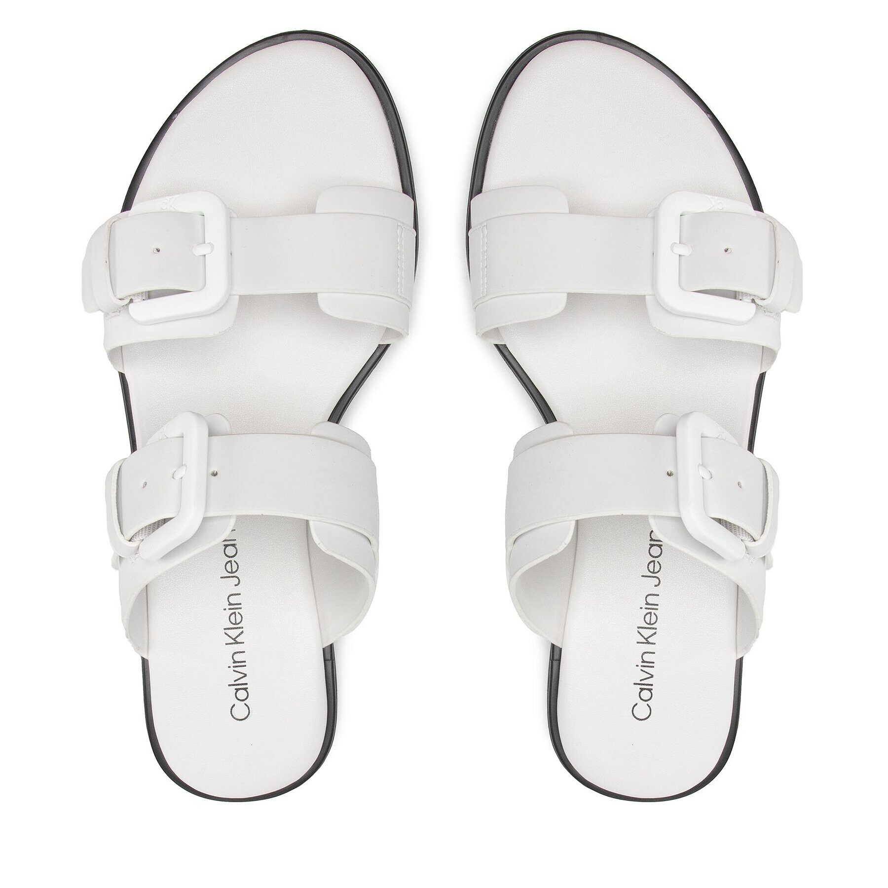 Calvin Klein Jeans Чехли Flat Sandal Twostraps Rub YW0YW00537 Бял - Pepit.bg