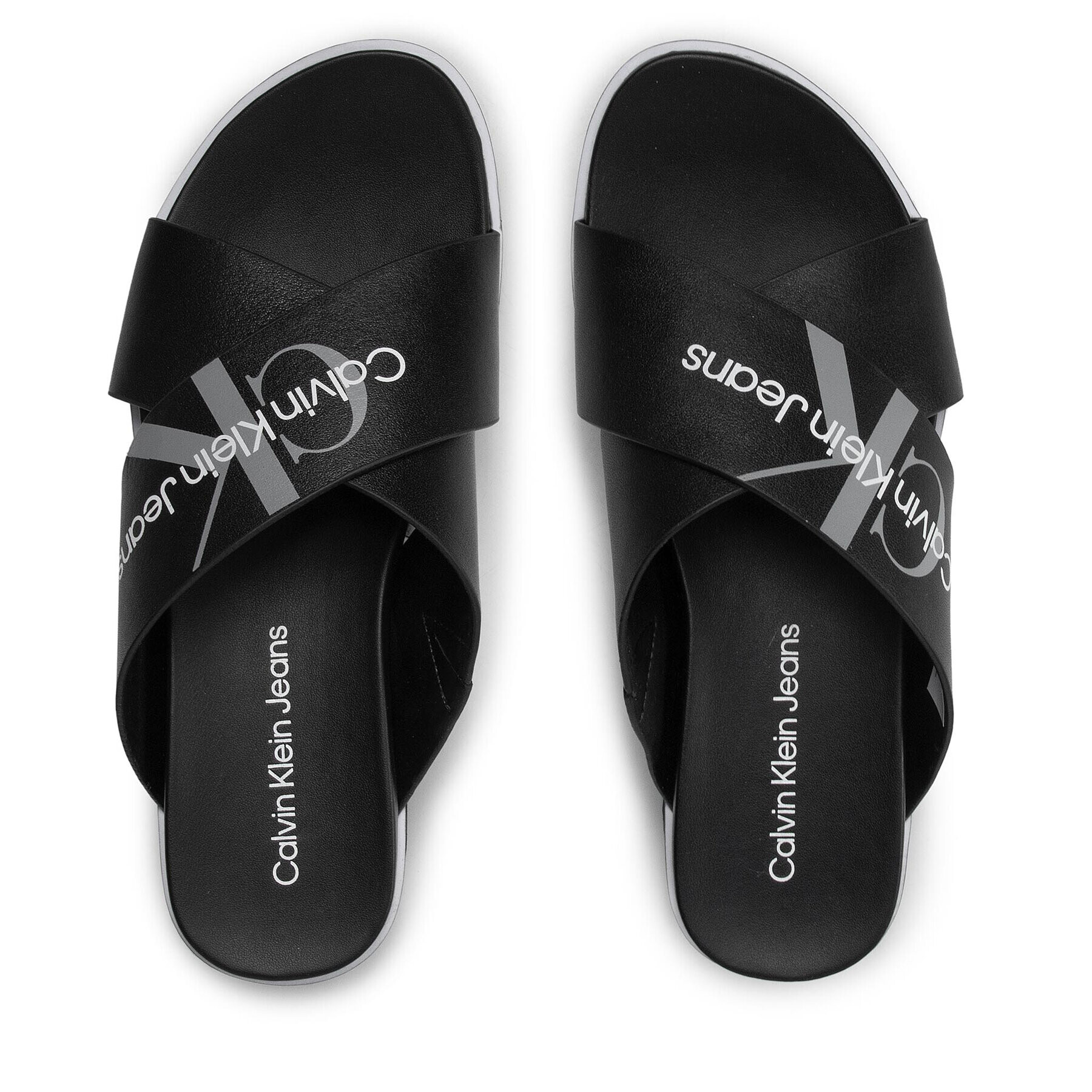 Calvin Klein Jeans Чехли Flatform Sandal Crisscross YW0YW00562 Черен - Pepit.bg