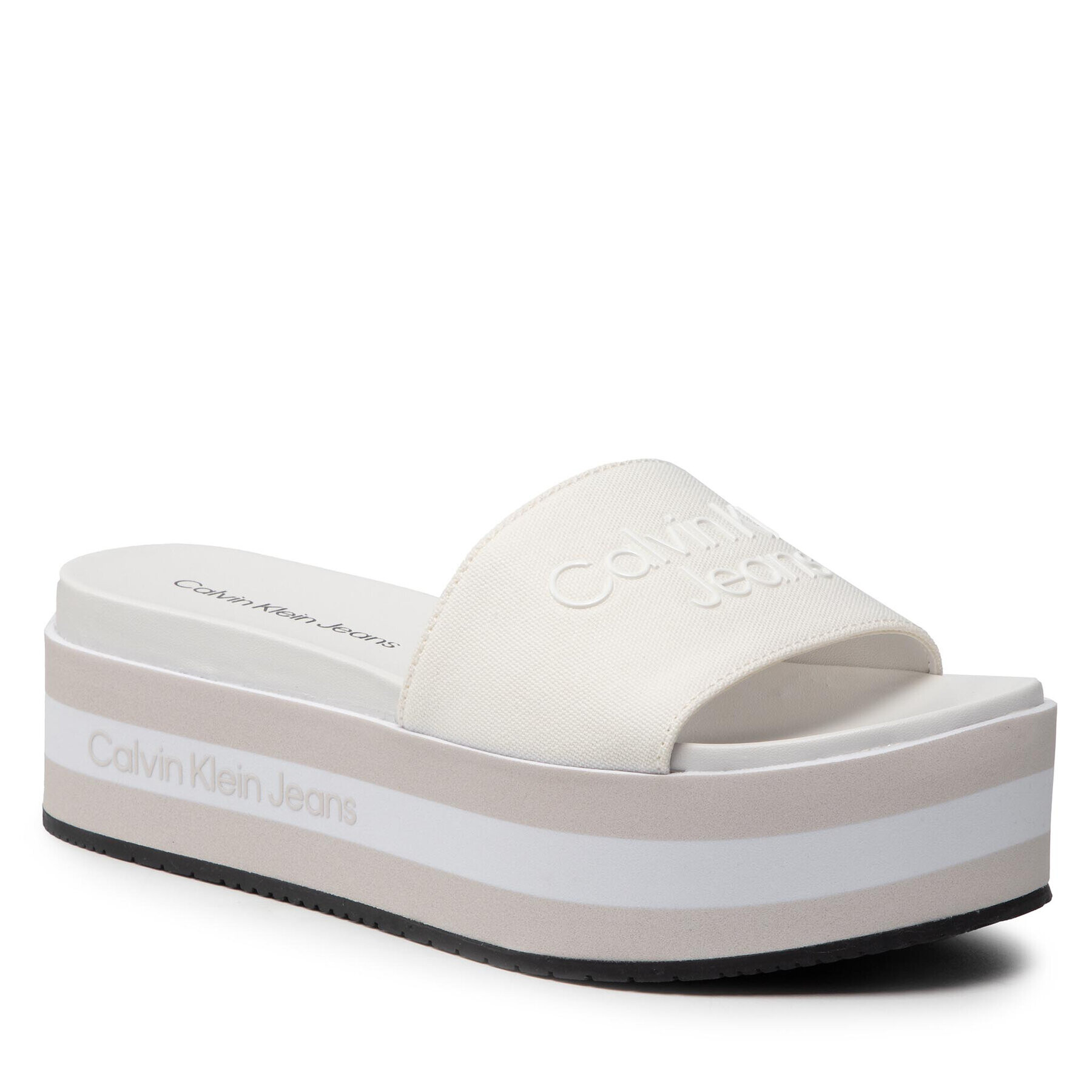 Calvin Klein Jeans Чехли Flatform Sandal Slide YW0YW00563 Бежов - Pepit.bg