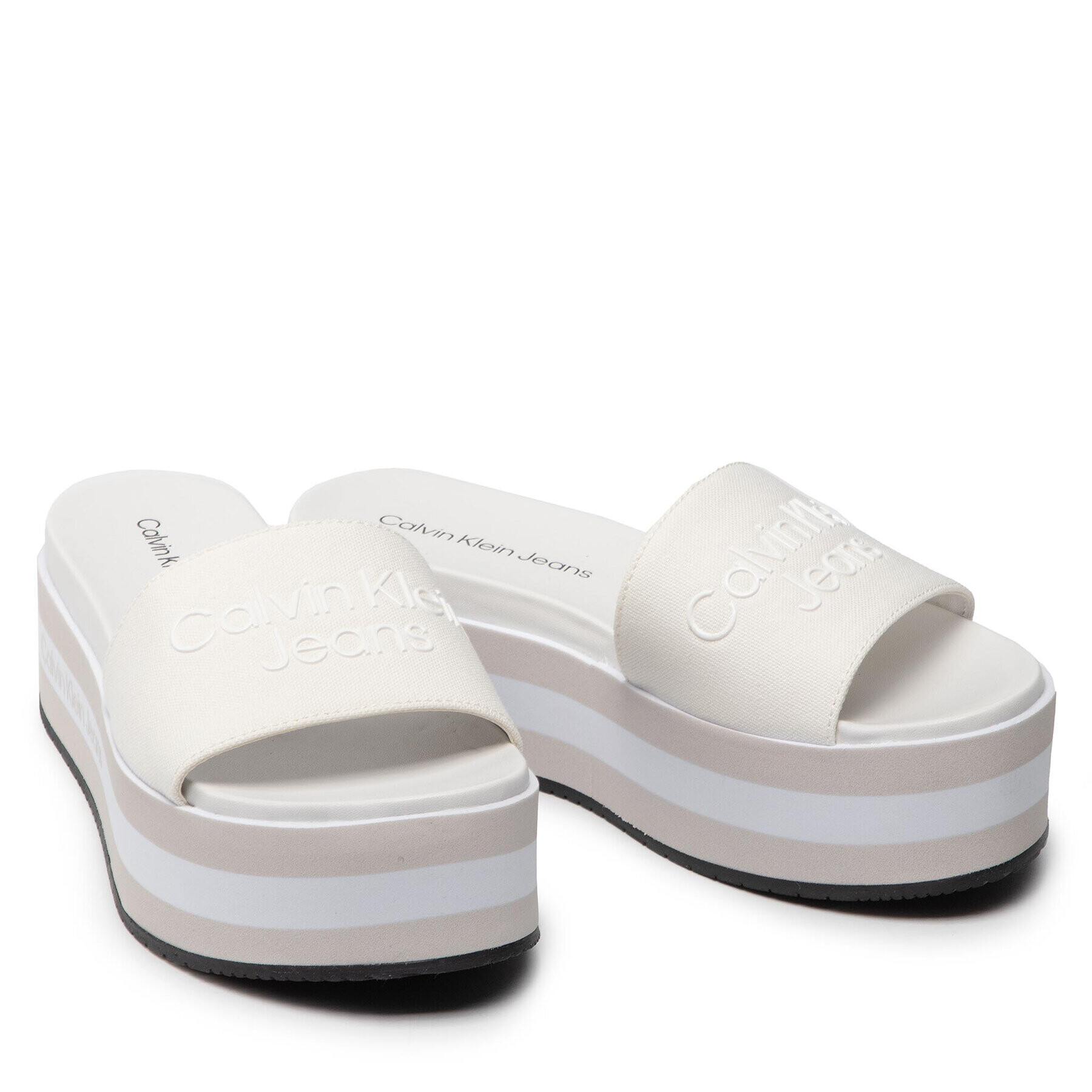 Calvin Klein Jeans Чехли Flatform Sandal Slide YW0YW00563 Бежов - Pepit.bg