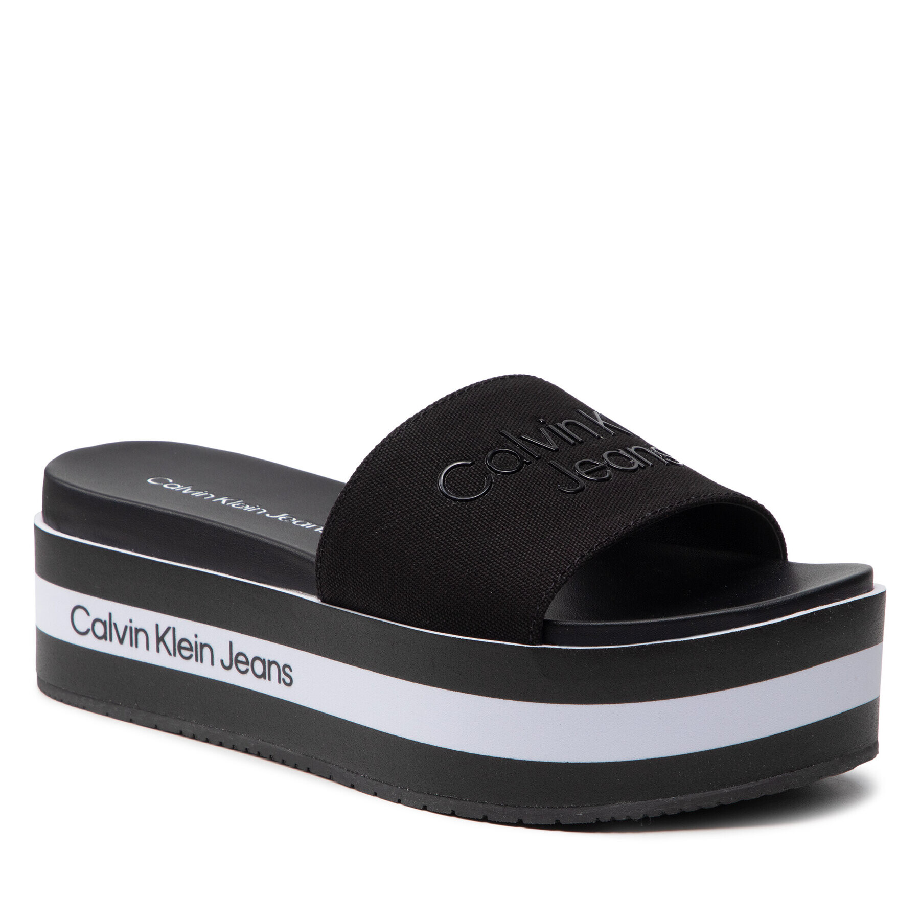 Calvin Klein Jeans Чехли Flatform Sandal Slide YW0YW00563 Черен - Pepit.bg