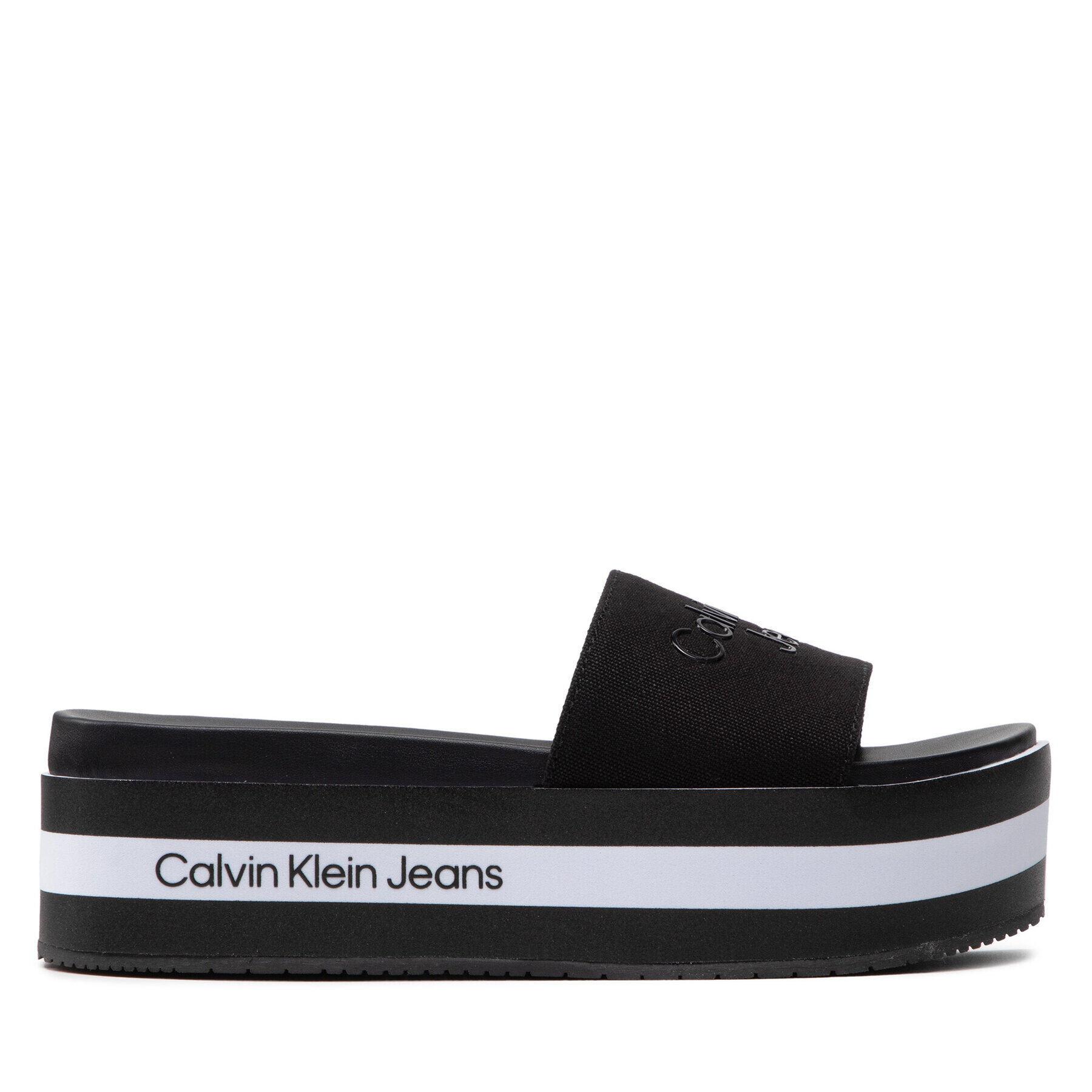 Calvin Klein Jeans Чехли Flatform Sandal Slide YW0YW00563 Черен - Pepit.bg