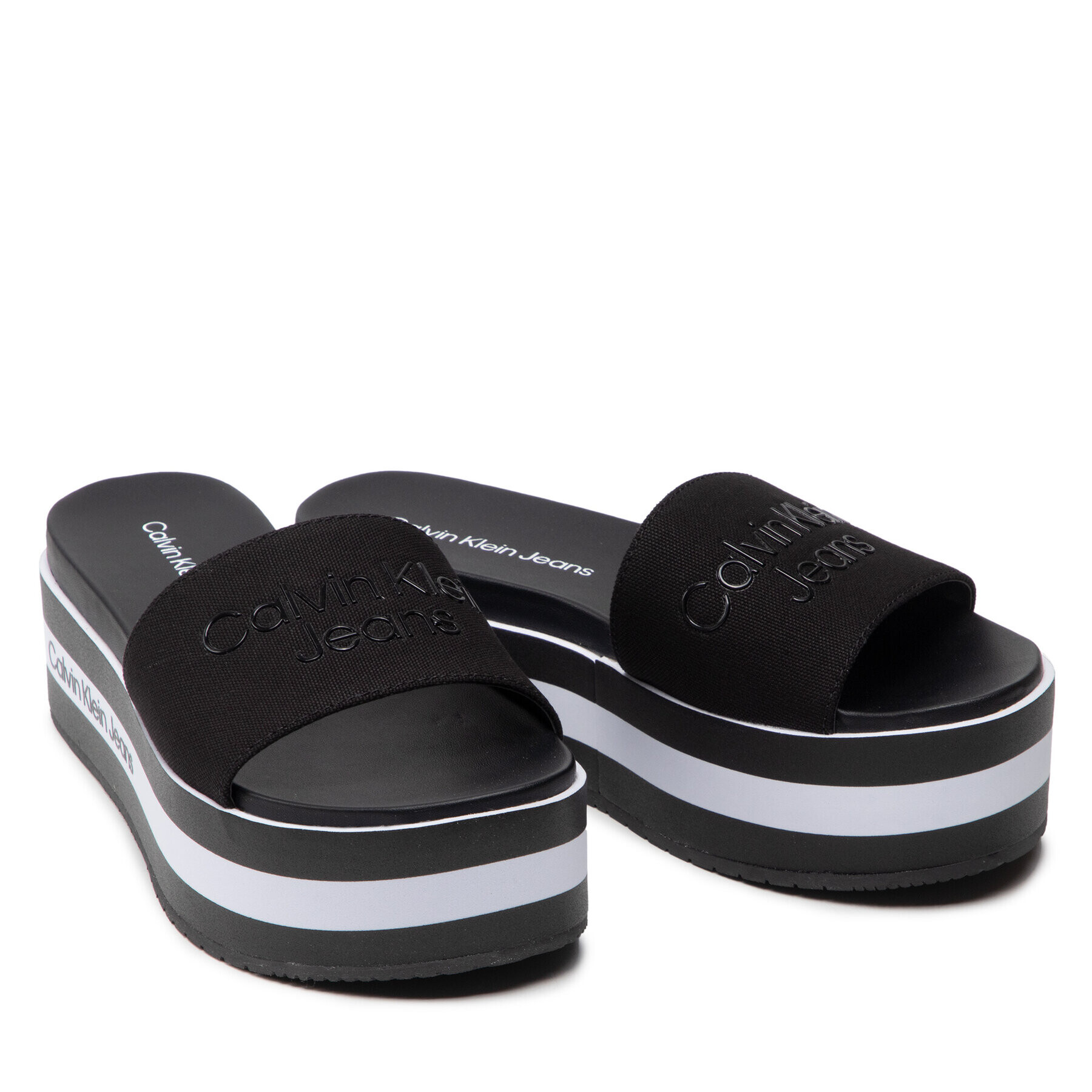 Calvin Klein Jeans Чехли Flatform Sandal Slide YW0YW00563 Черен - Pepit.bg