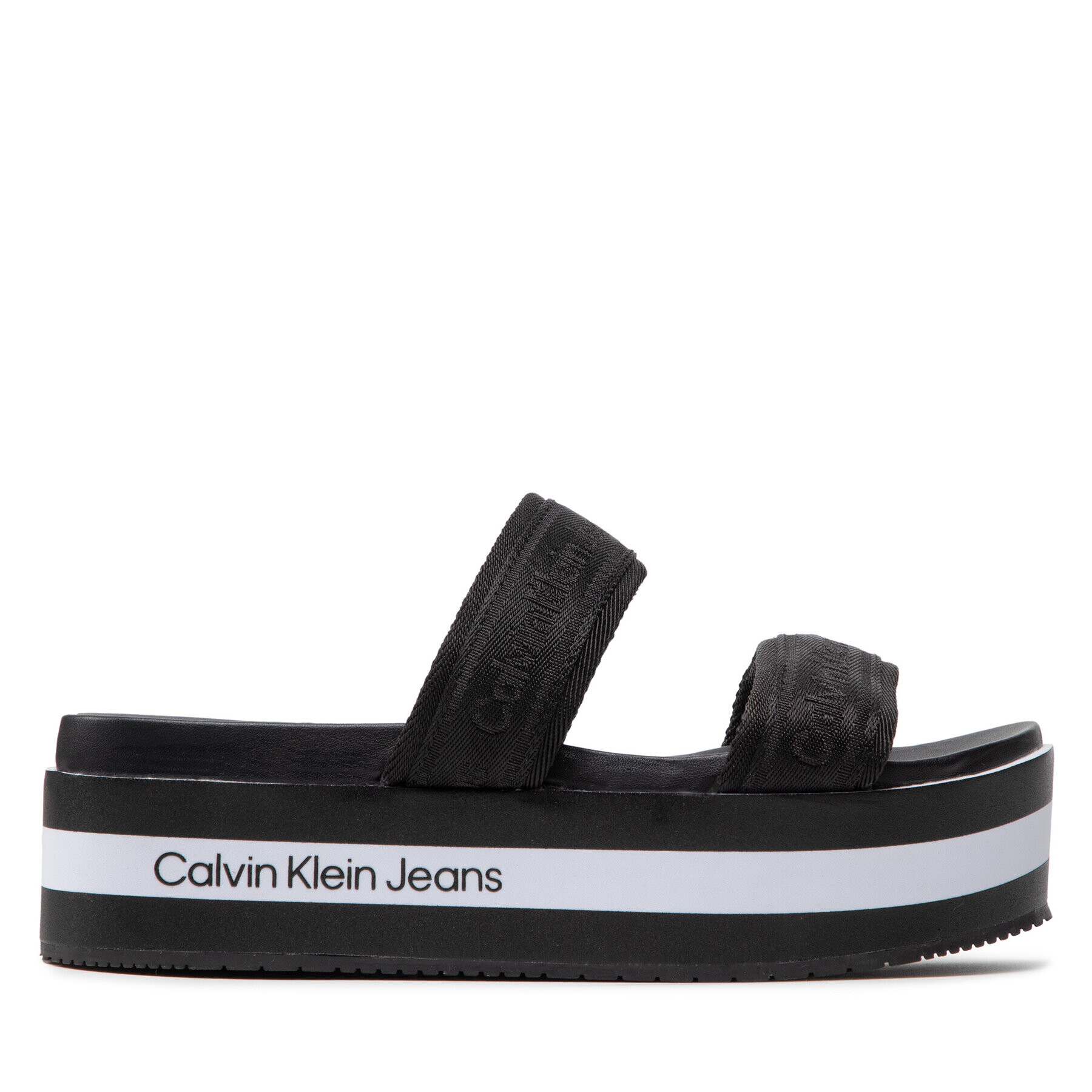 Calvin Klein Jeans Чехли Flatform Sandal Twostraps YW0YW00561 Черен - Pepit.bg