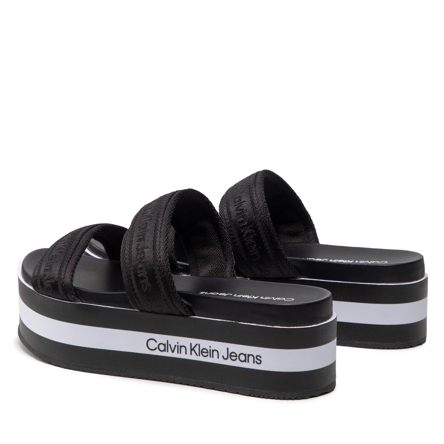 Calvin Klein Jeans Чехли Flatform Sandal Twostraps YW0YW00561 Черен - Pepit.bg