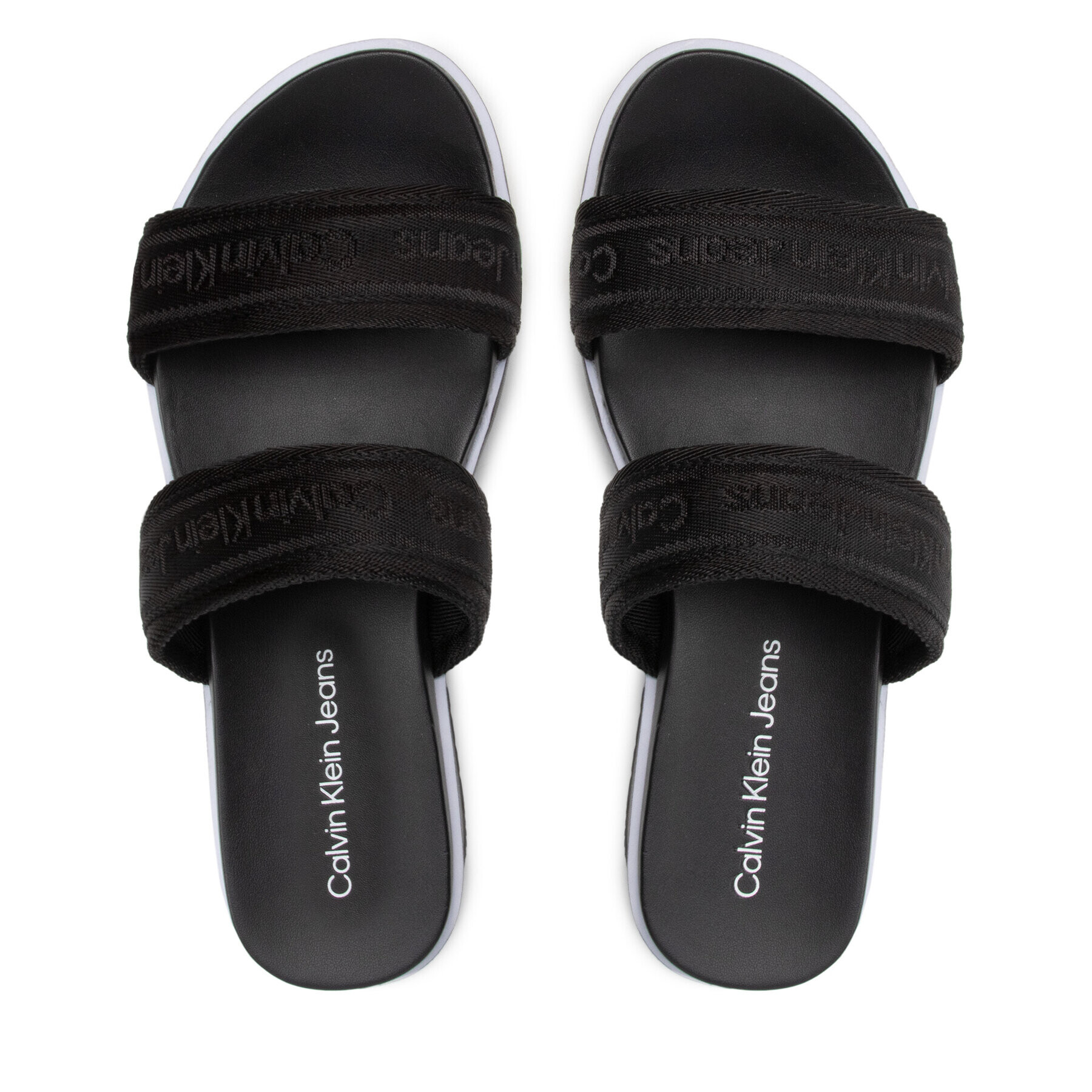 Calvin Klein Jeans Чехли Flatform Sandal Twostraps YW0YW00561 Черен - Pepit.bg