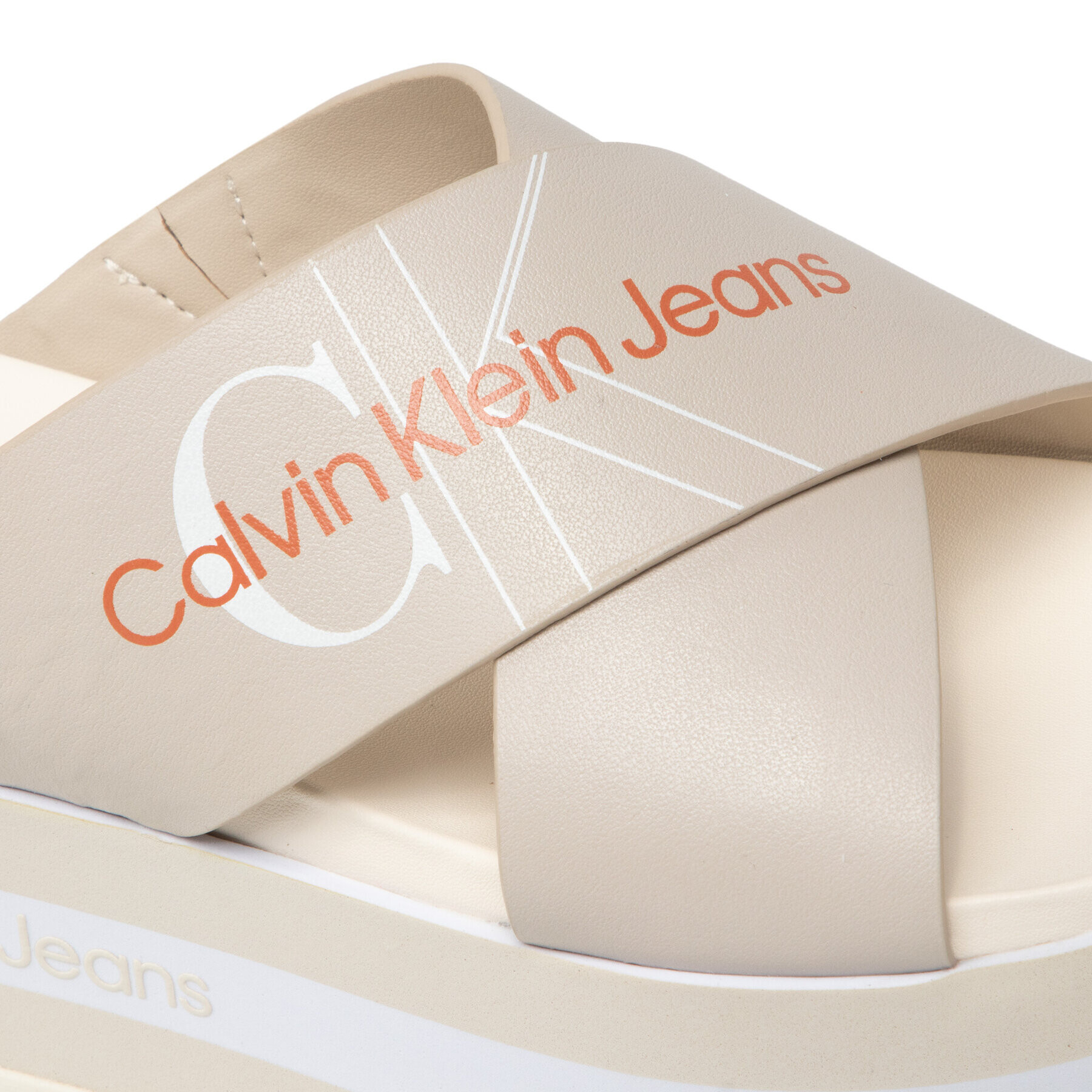 Calvin Klein Jeans Чехли Platform Sandal Crisscross YW0YW00562 Бежов - Pepit.bg