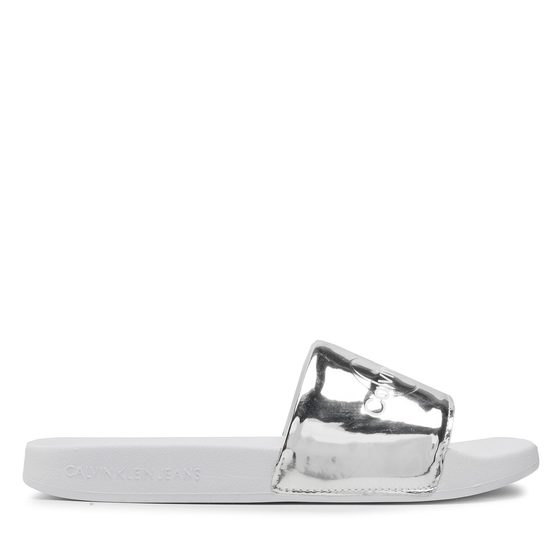 Calvin Klein Jeans Чехли Slide Silver Monogram YW0YW00638 Сребрист - Pepit.bg