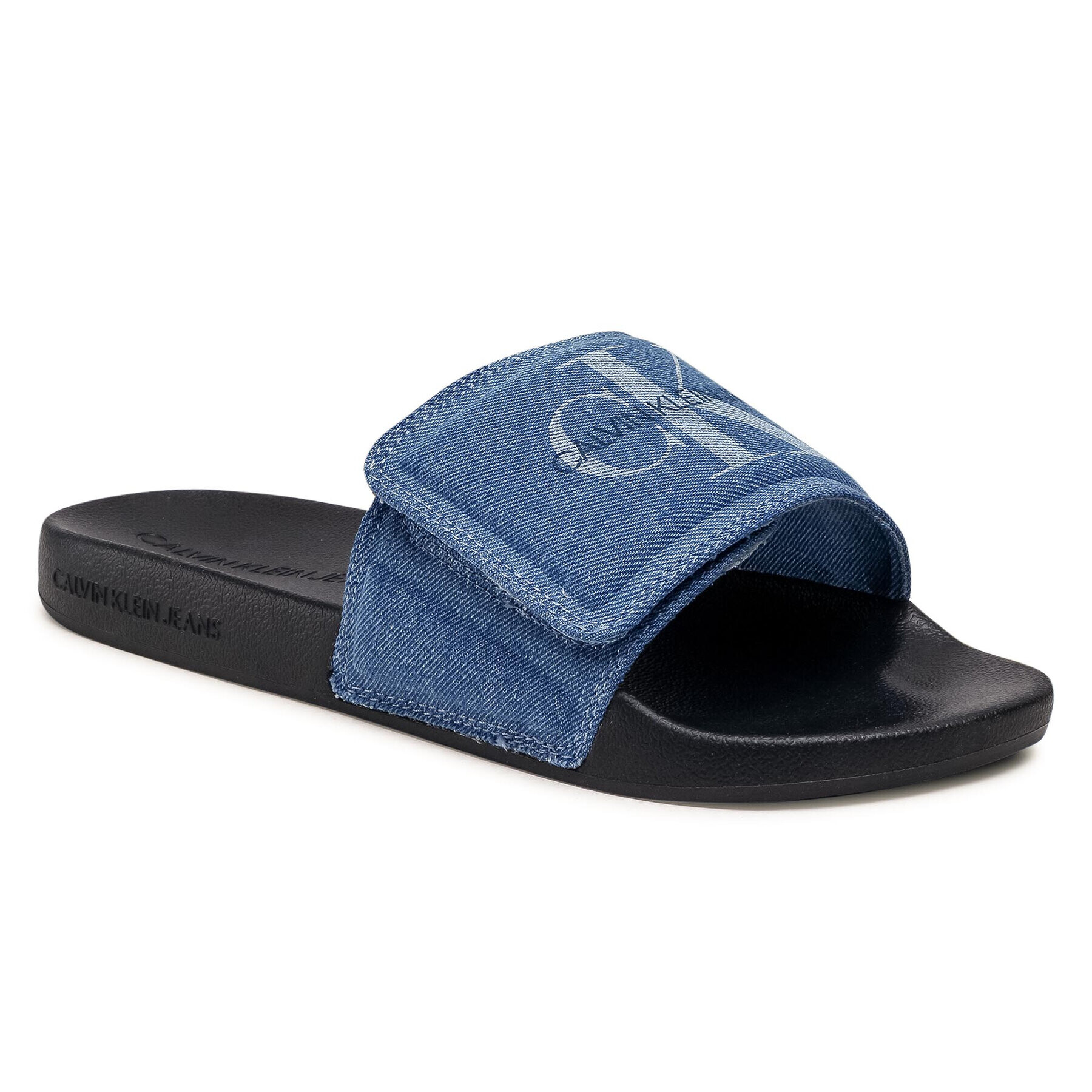 Calvin Klein Jeans Чехли Slide Velcro Denim YM0YM00064 Син - Pepit.bg