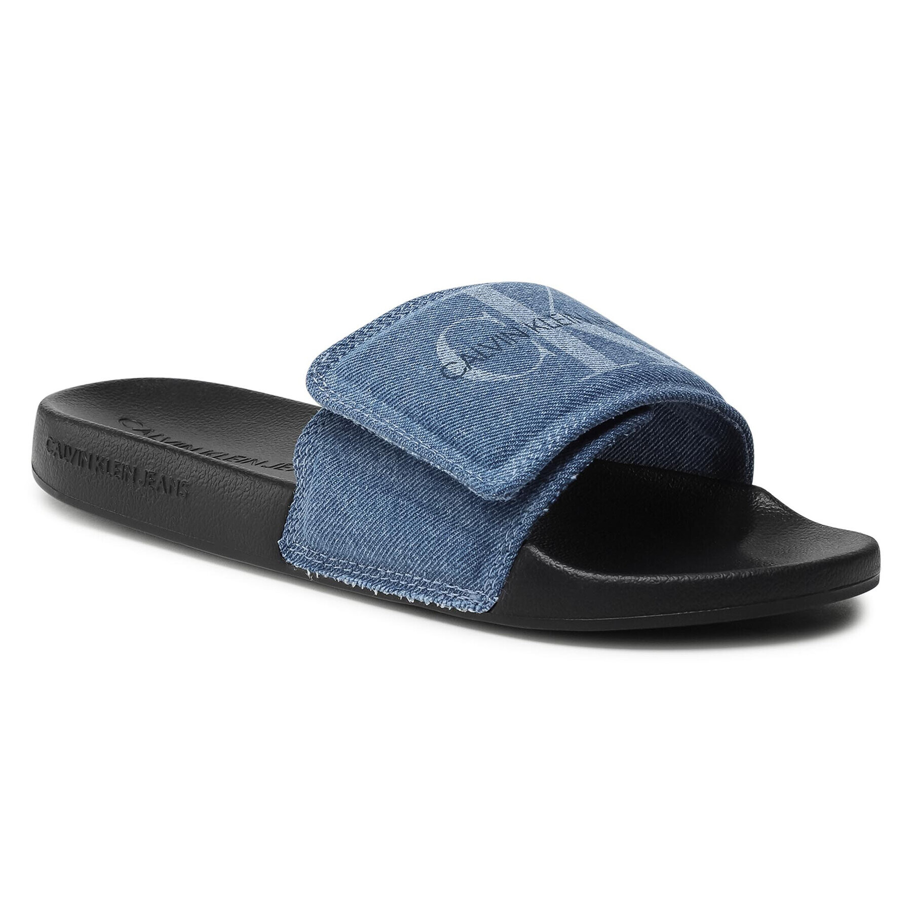 Calvin Klein Jeans Чехли Slide Velcro Denim YW0YW00106 Тъмносин - Pepit.bg