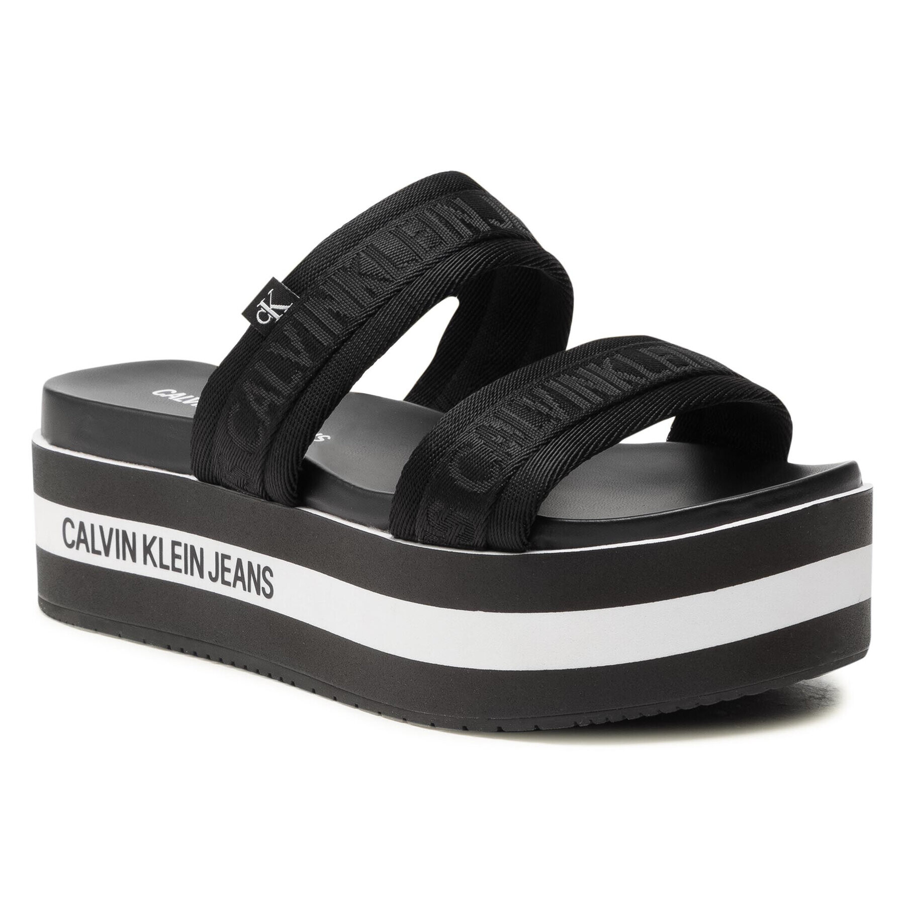 Calvin Klein Jeans Чехли Wedge Pf Sandal Twostraps Pes YW0YW00029 Черен - Pepit.bg