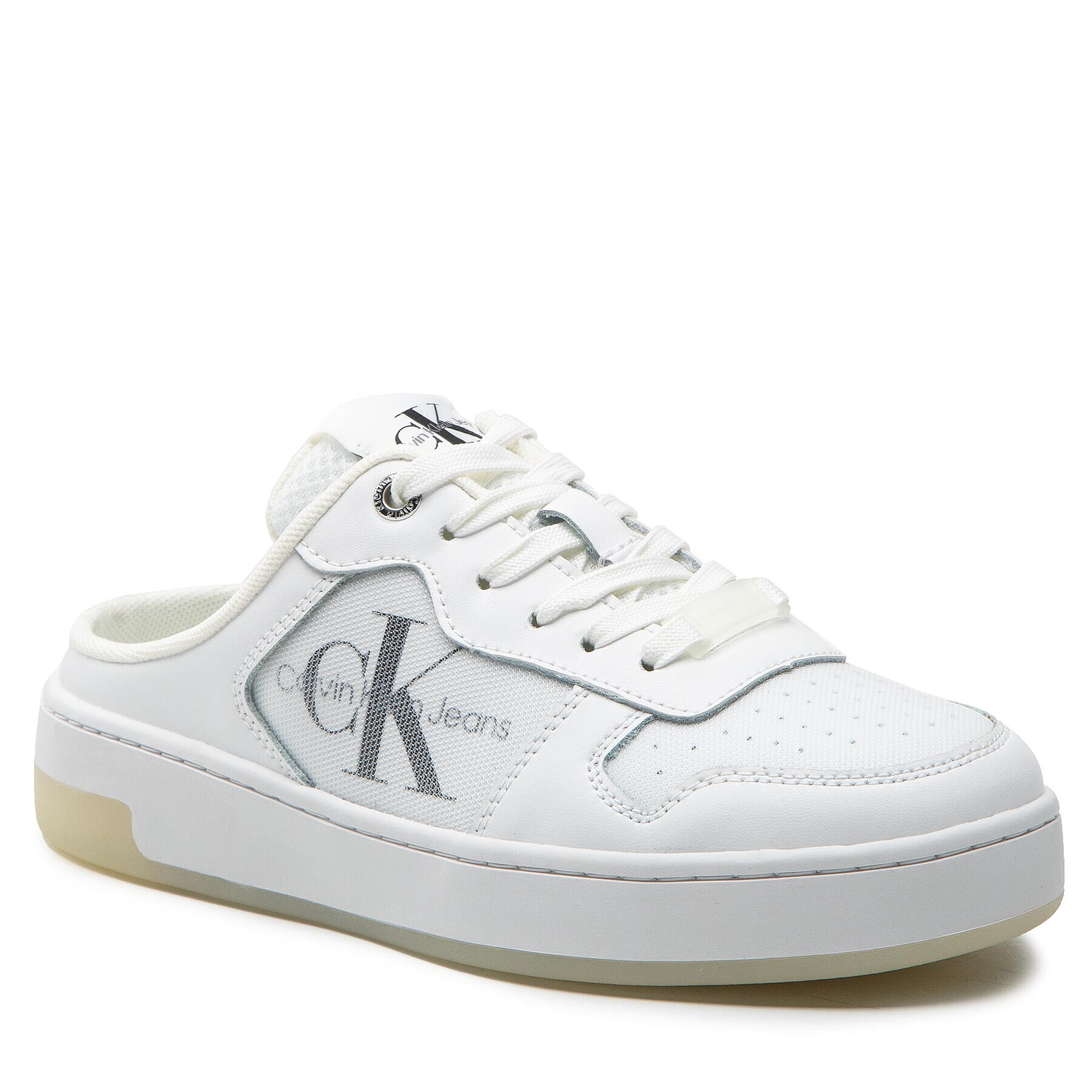 Calvin Klein Jeans Чехли Cupsole Laceup Basket Sabot YW0YW00693 Бял - Pepit.bg