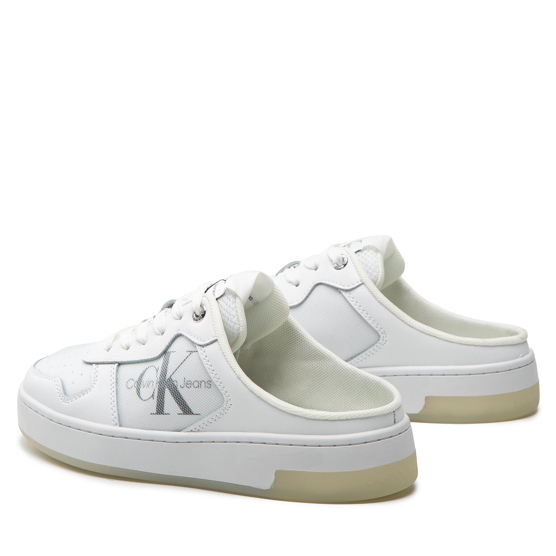 Calvin Klein Jeans Чехли Cupsole Laceup Basket Sabot YW0YW00693 Бял - Pepit.bg