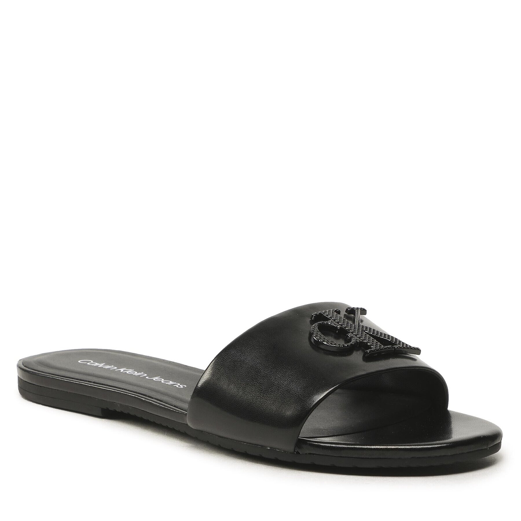 Calvin Klein Jeans Чехли Flat Sandal Slide Hw YW0YW00952 Черен - Pepit.bg