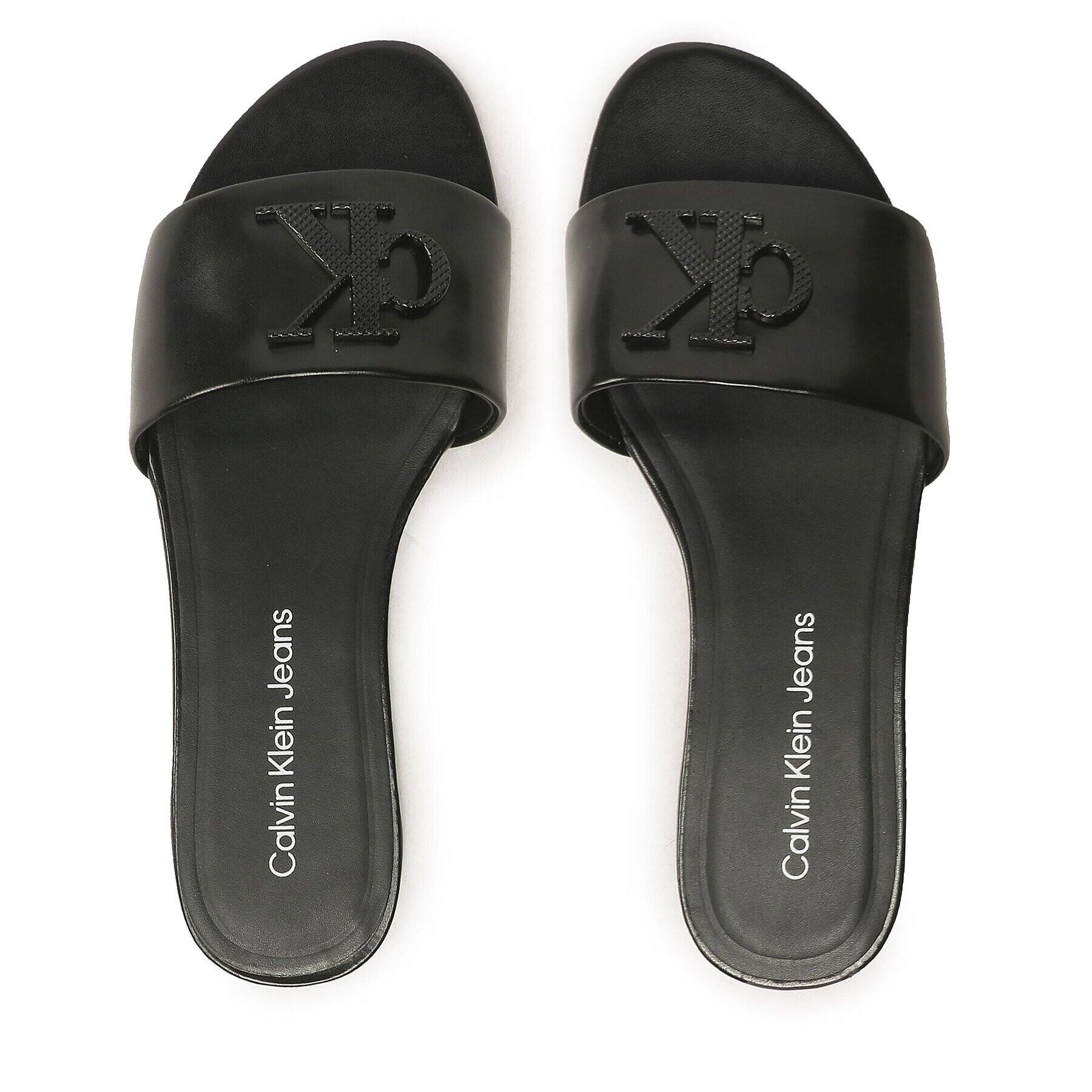 Calvin Klein Jeans Чехли Flat Sandal Slide Hw YW0YW00952 Черен - Pepit.bg