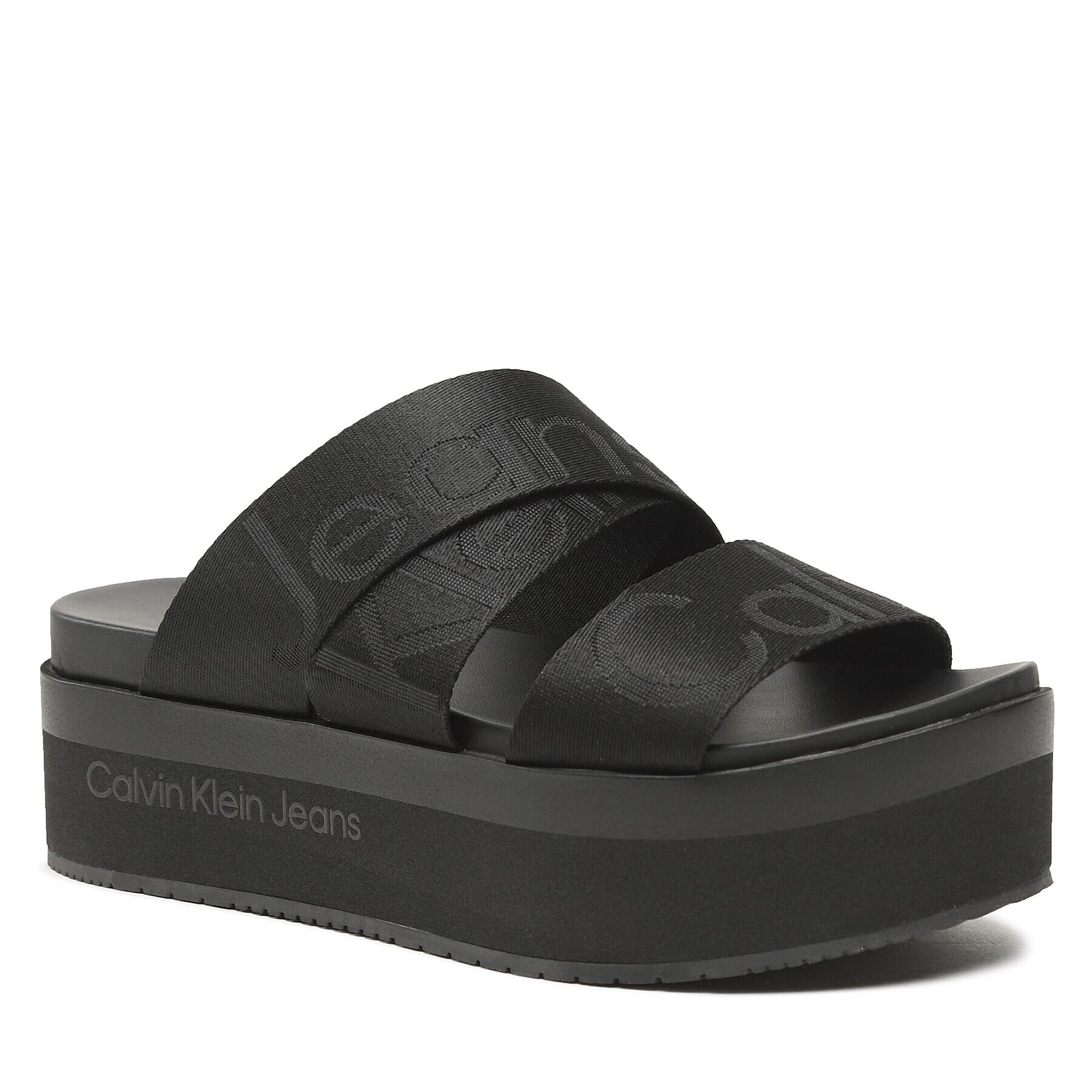 Calvin Klein Jeans Чехли Flatform Sandal Webbing YW0YW00966 Черен - Pepit.bg