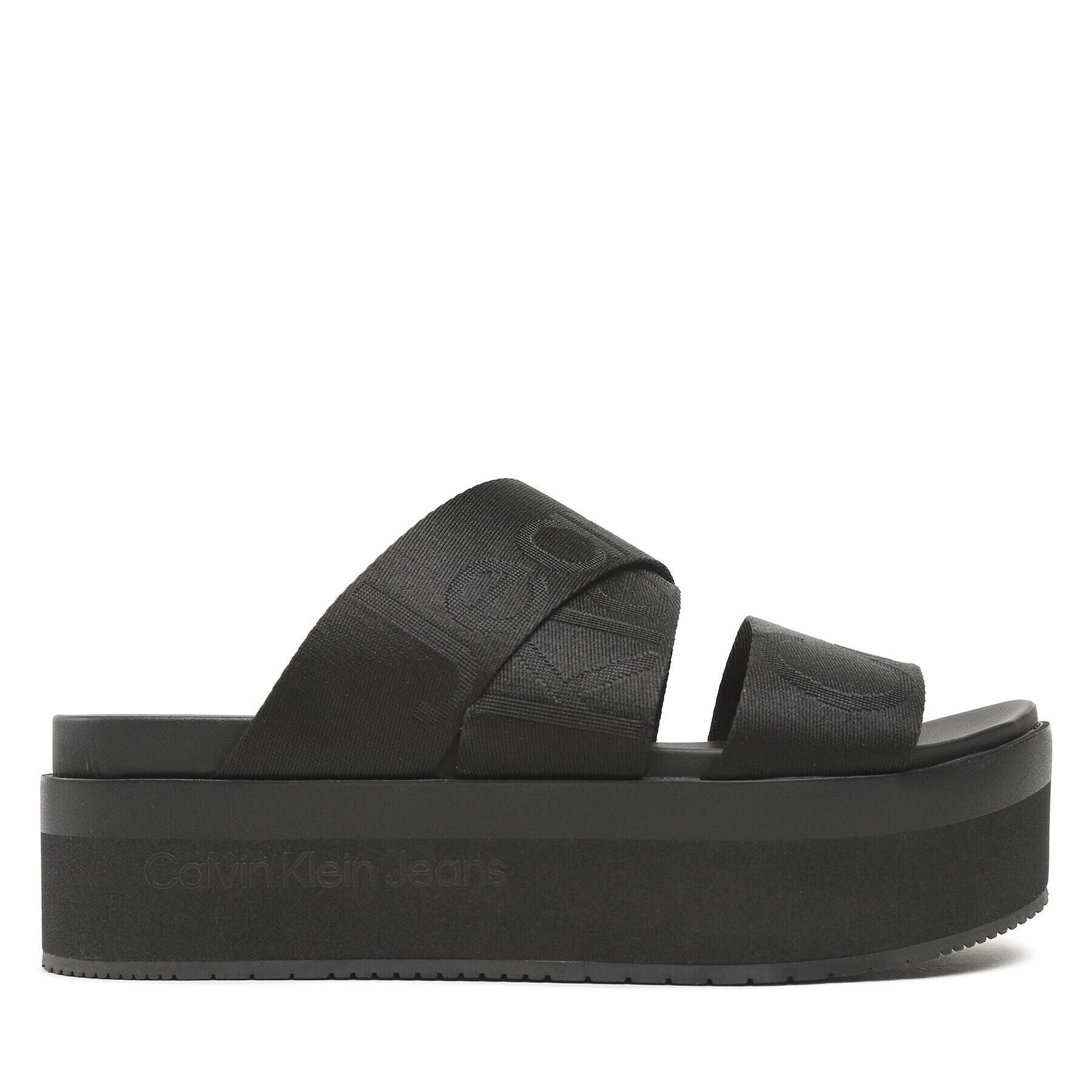 Calvin Klein Jeans Чехли Flatform Sandal Webbing YW0YW00966 Черен - Pepit.bg