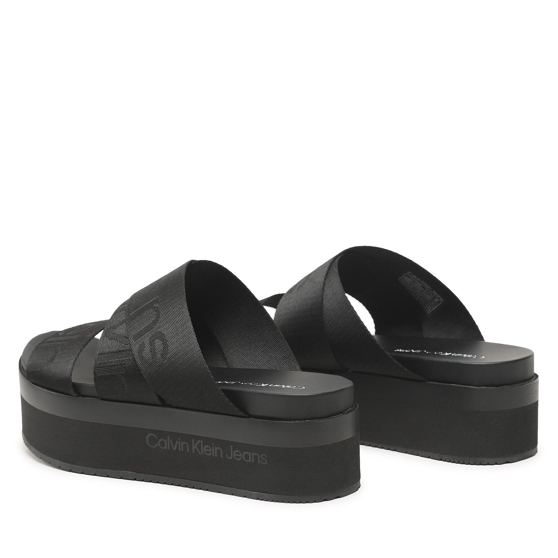 Calvin Klein Jeans Чехли Flatform Sandal Webbing YW0YW00966 Черен - Pepit.bg