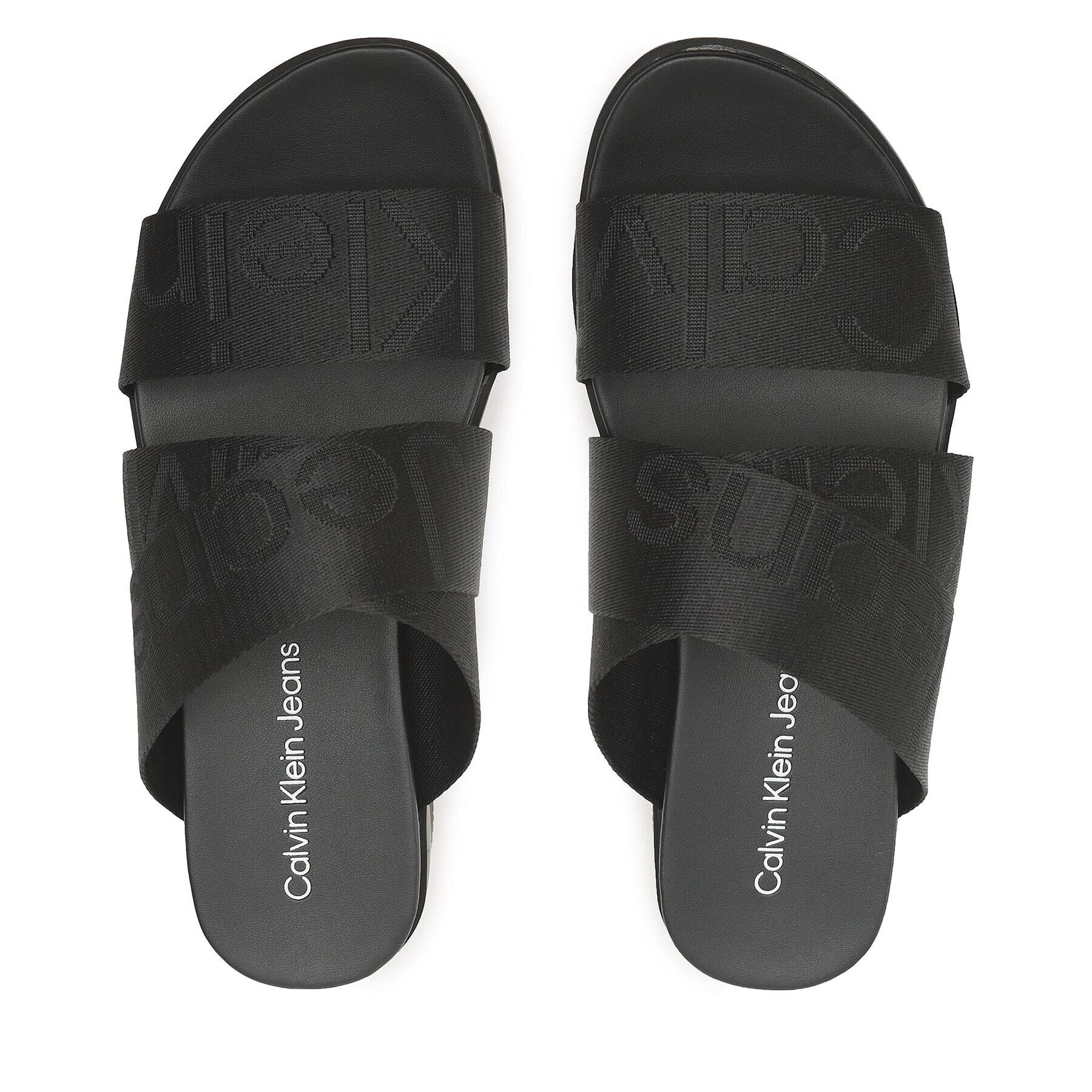 Calvin Klein Jeans Чехли Flatform Sandal Webbing YW0YW00966 Черен - Pepit.bg