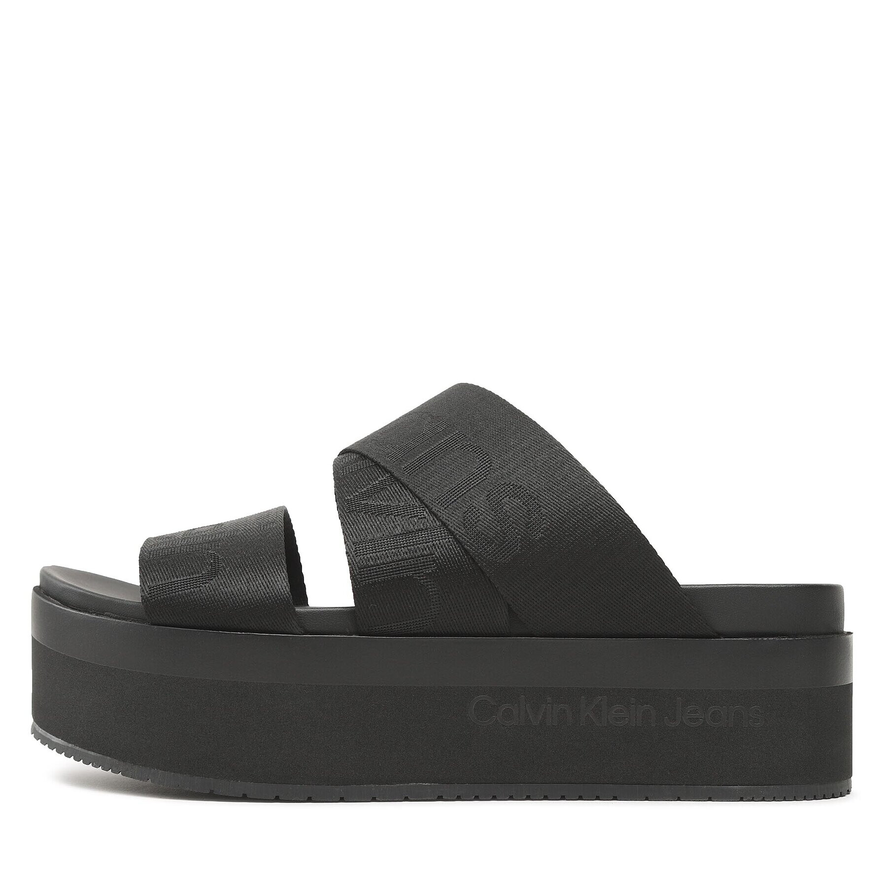 Calvin Klein Jeans Чехли Flatform Sandal Webbing YW0YW00966 Черен - Pepit.bg