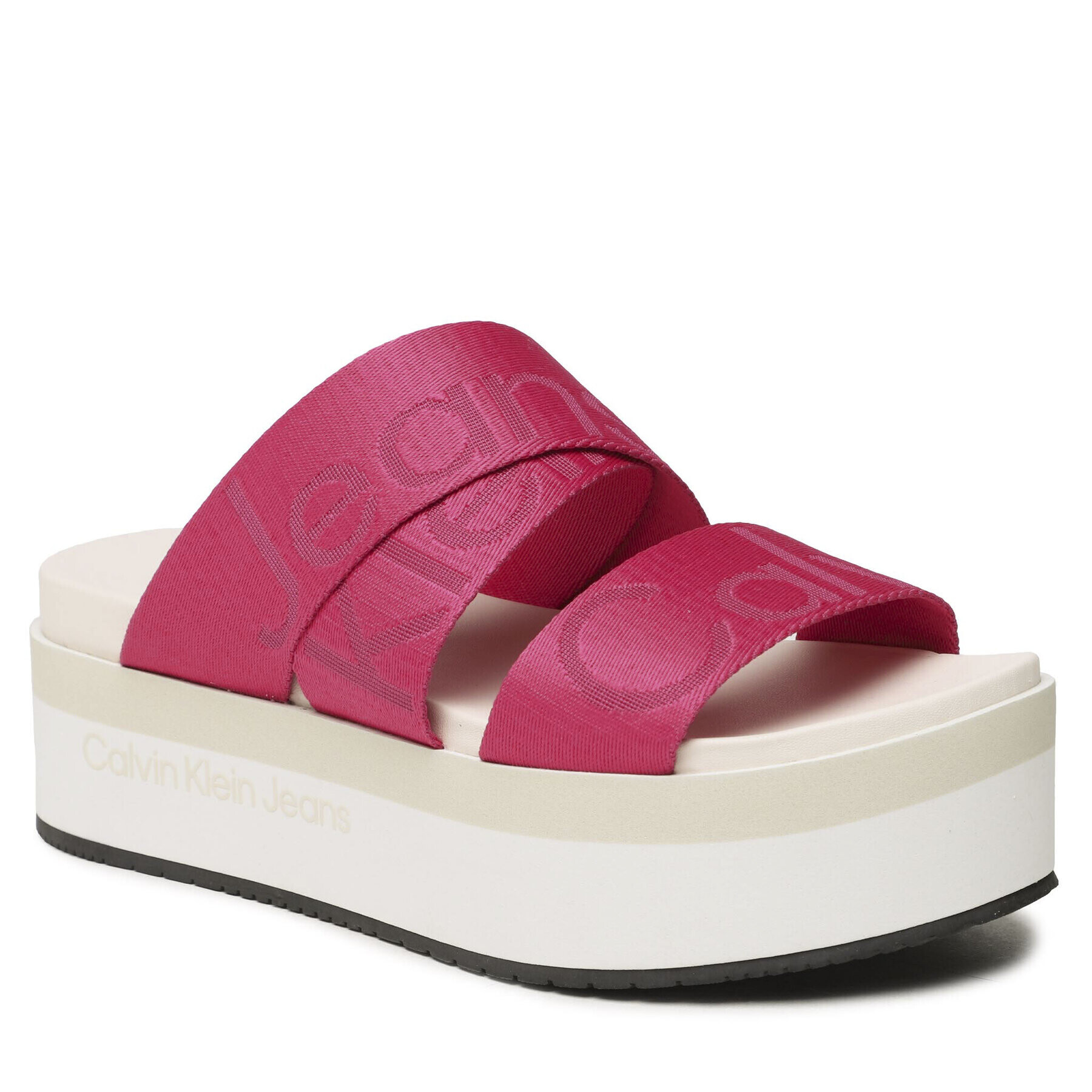 Calvin Klein Jeans Чехли Flatform Sandal Webbing YW0YW00966 Розов - Pepit.bg