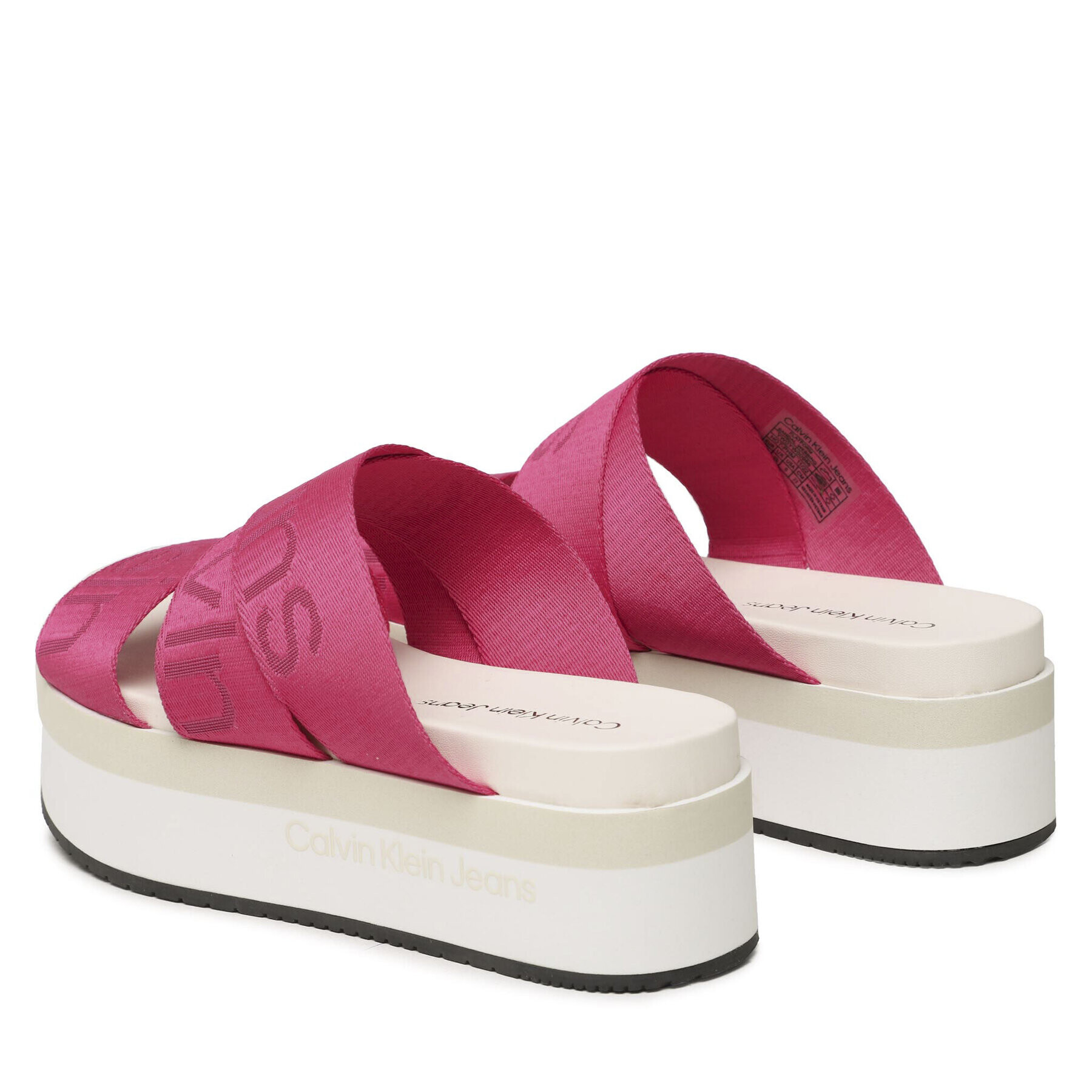 Calvin Klein Jeans Чехли Flatform Sandal Webbing YW0YW00966 Розов - Pepit.bg