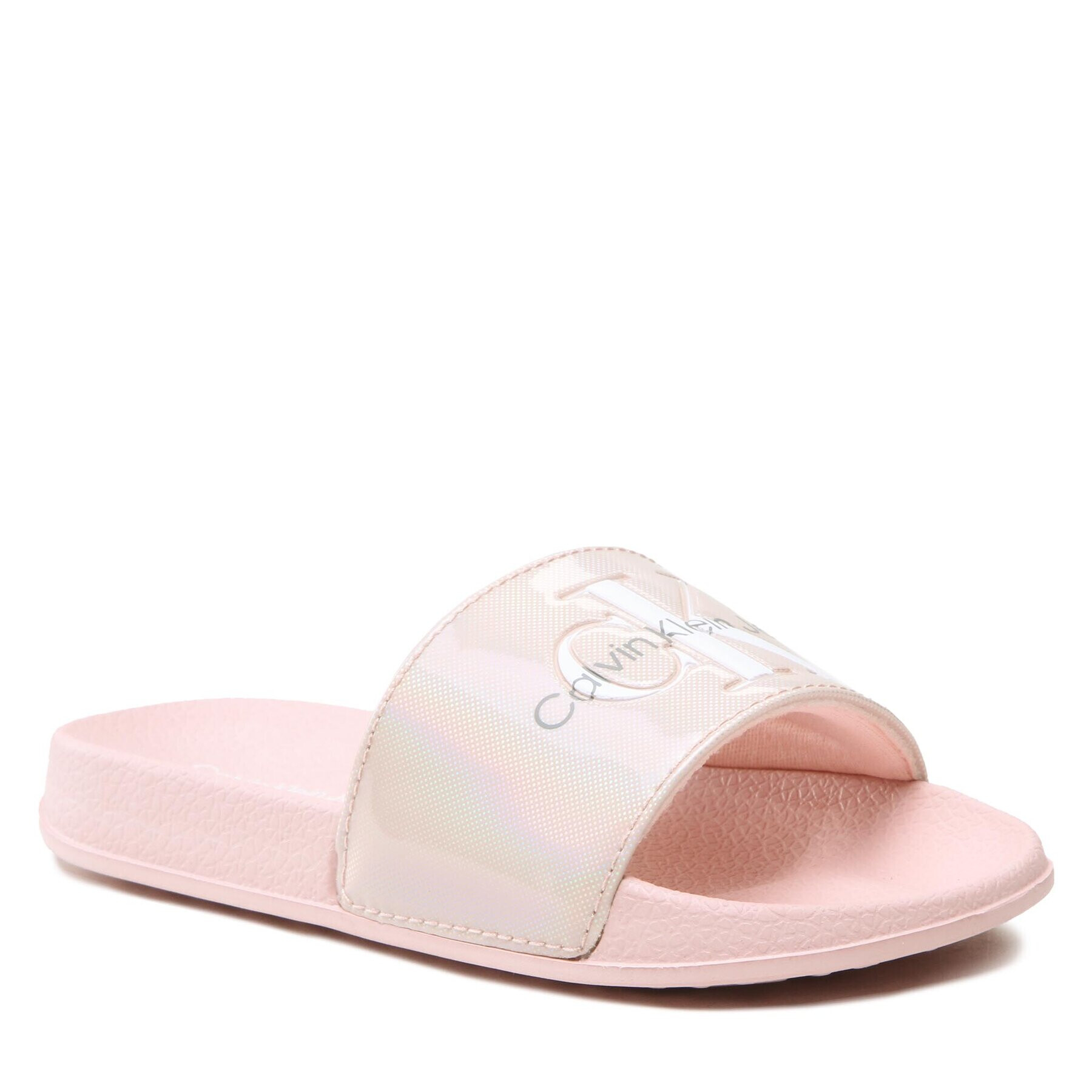 Calvin Klein Jeans Чехли Logo Print Pool Slide V3A0-80529-1601 Розов - Pepit.bg