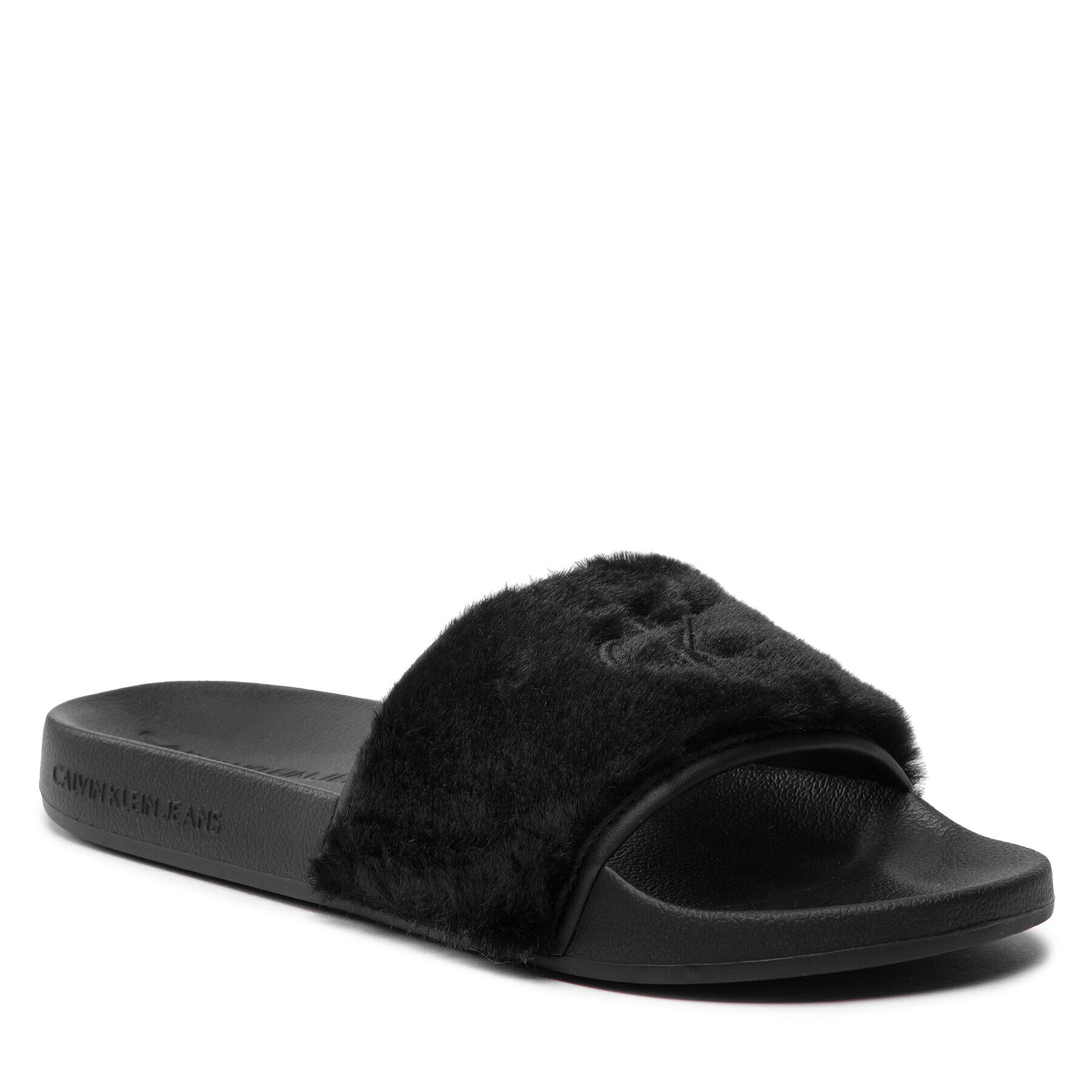 Calvin Klein Jeans Чехли Slide Fur YW0YW00719 Черен - Pepit.bg