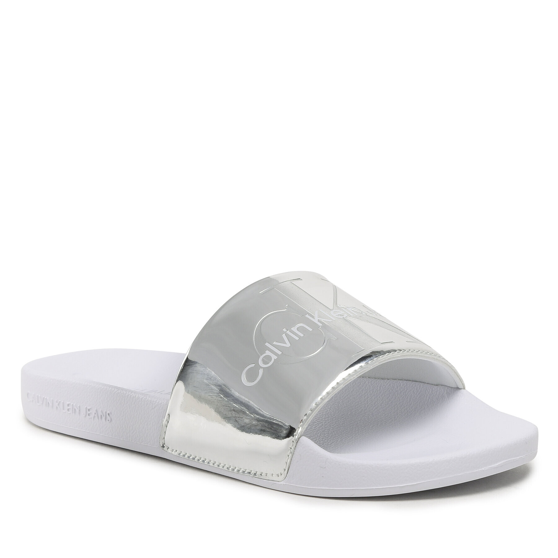 Calvin Klein Jeans Чехли Slide Metallic Monologo YW0YW00638 Сребрист - Pepit.bg