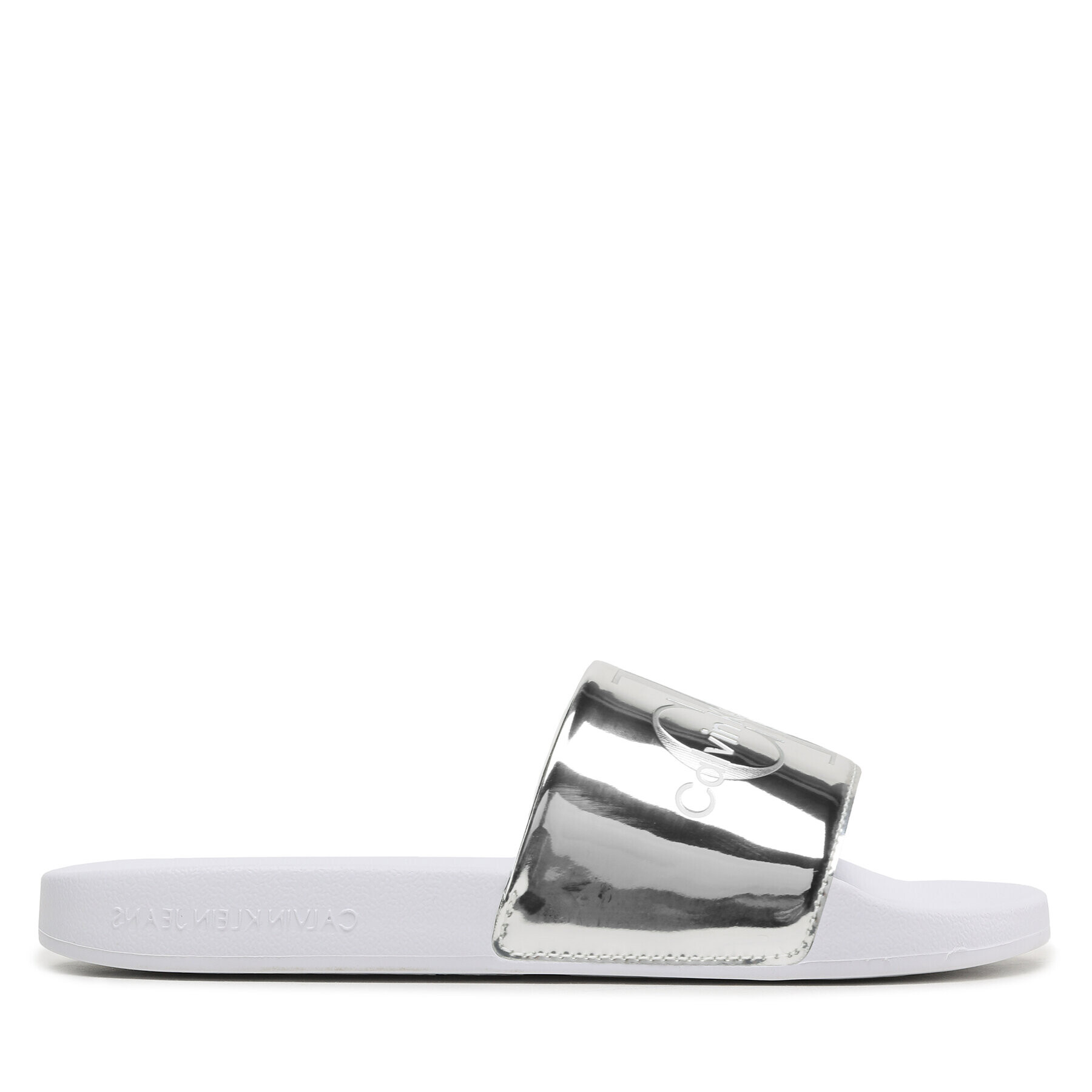 Calvin Klein Jeans Чехли Slide Metallic Monologo YW0YW00638 Сребрист - Pepit.bg