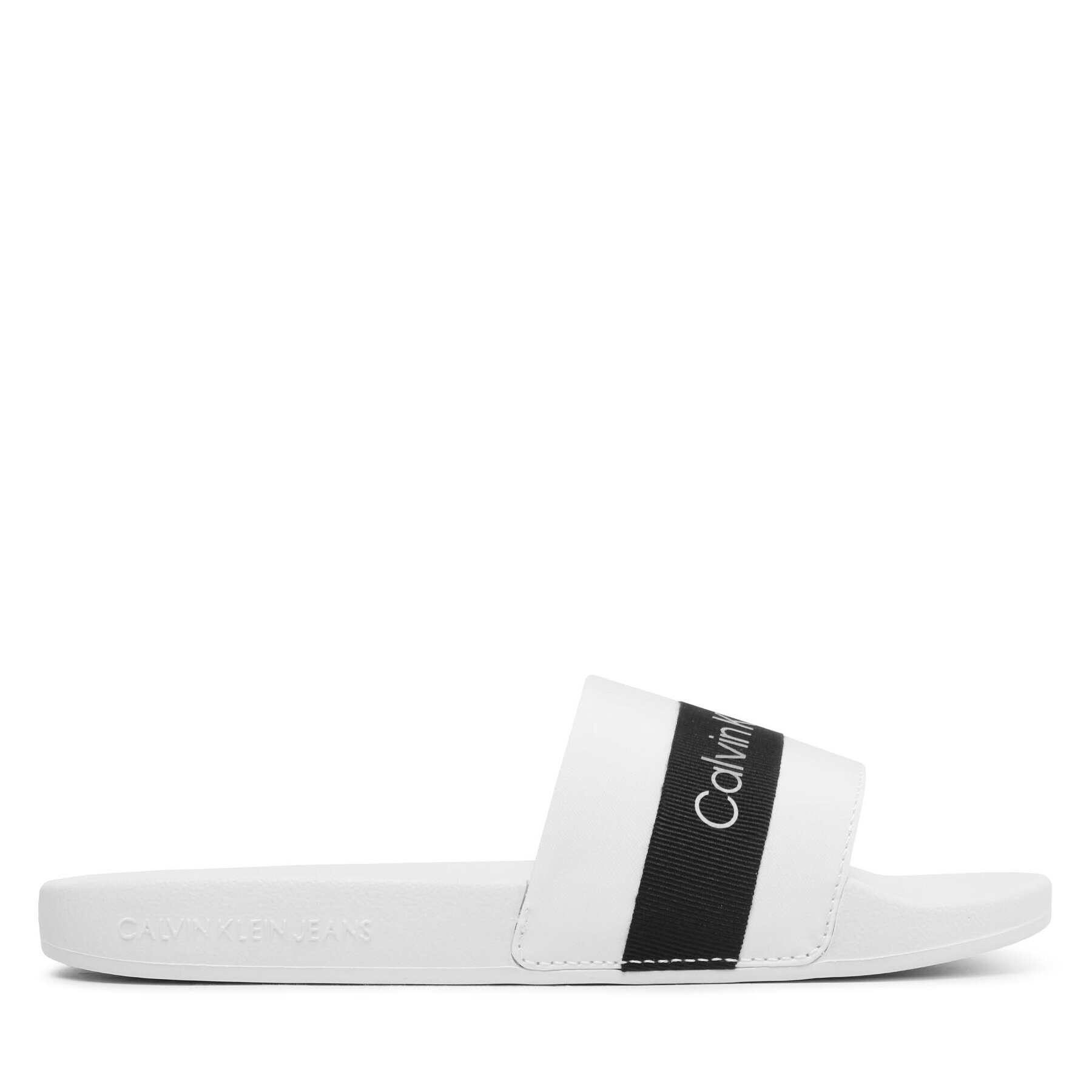 Calvin Klein Jeans Чехли Slide Printed Logo Web YW0YW01244 Бял - Pepit.bg