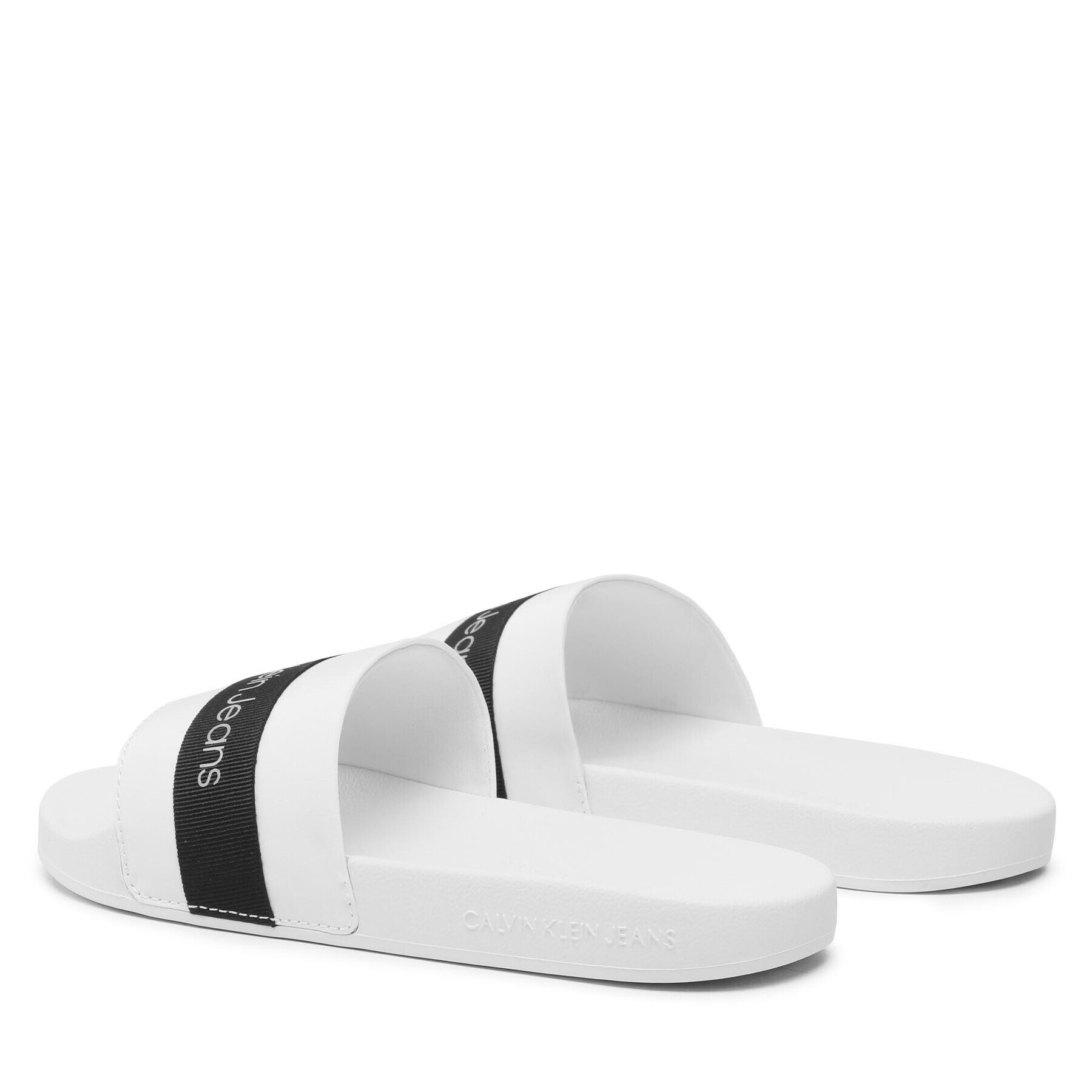 Calvin Klein Jeans Чехли Slide Printed Logo Web YW0YW01244 Бял - Pepit.bg