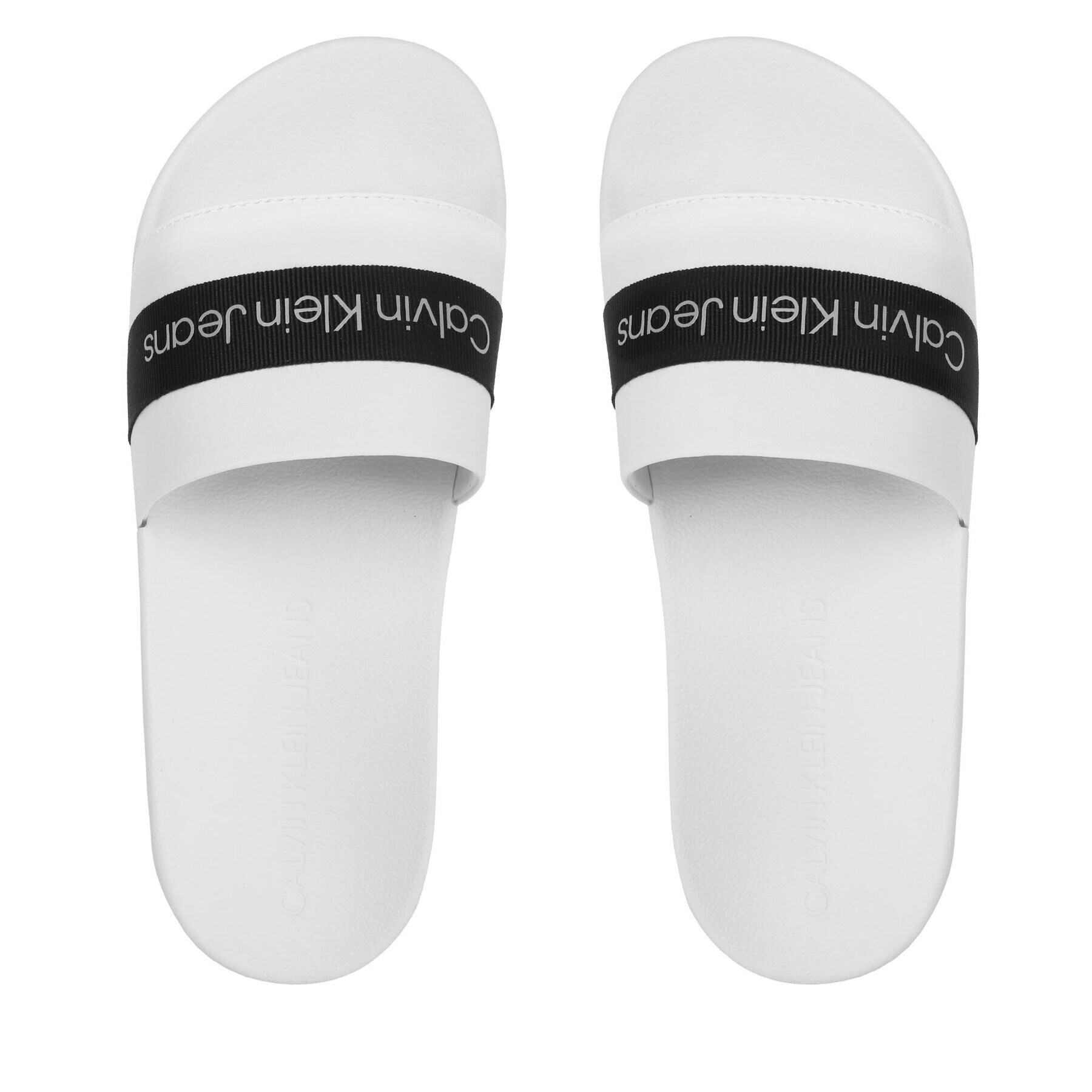 Calvin Klein Jeans Чехли Slide Printed Logo Web YW0YW01244 Бял - Pepit.bg