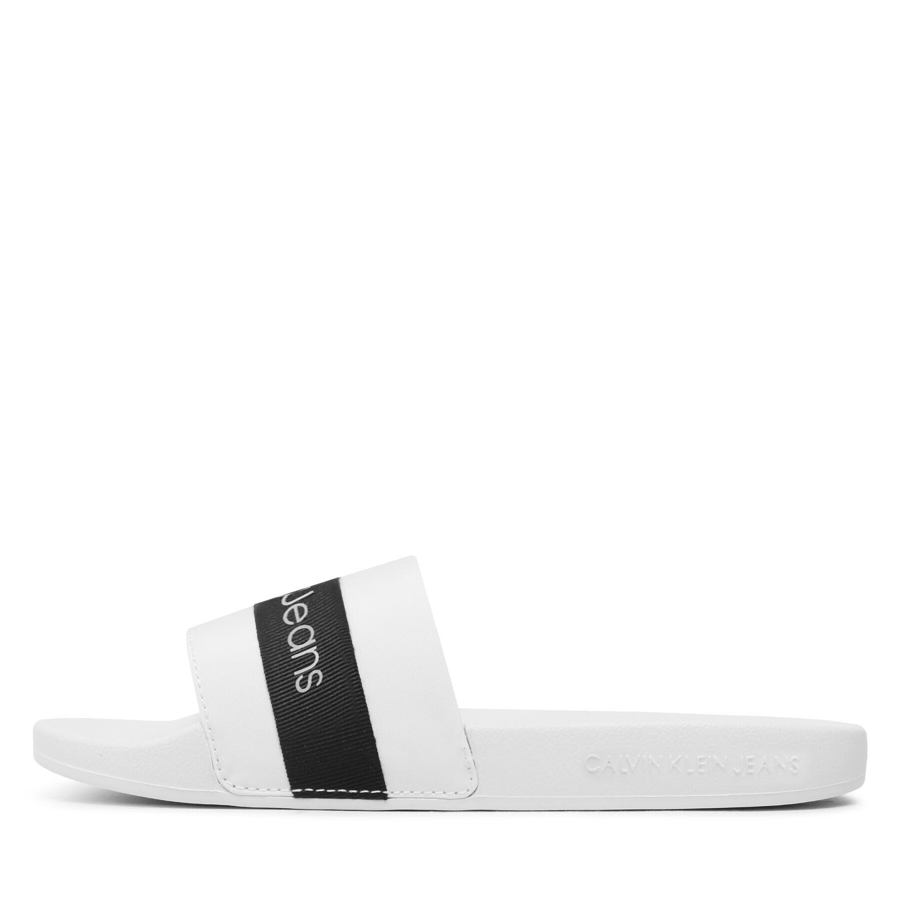 Calvin Klein Jeans Чехли Slide Printed Logo Web YW0YW01244 Бял - Pepit.bg