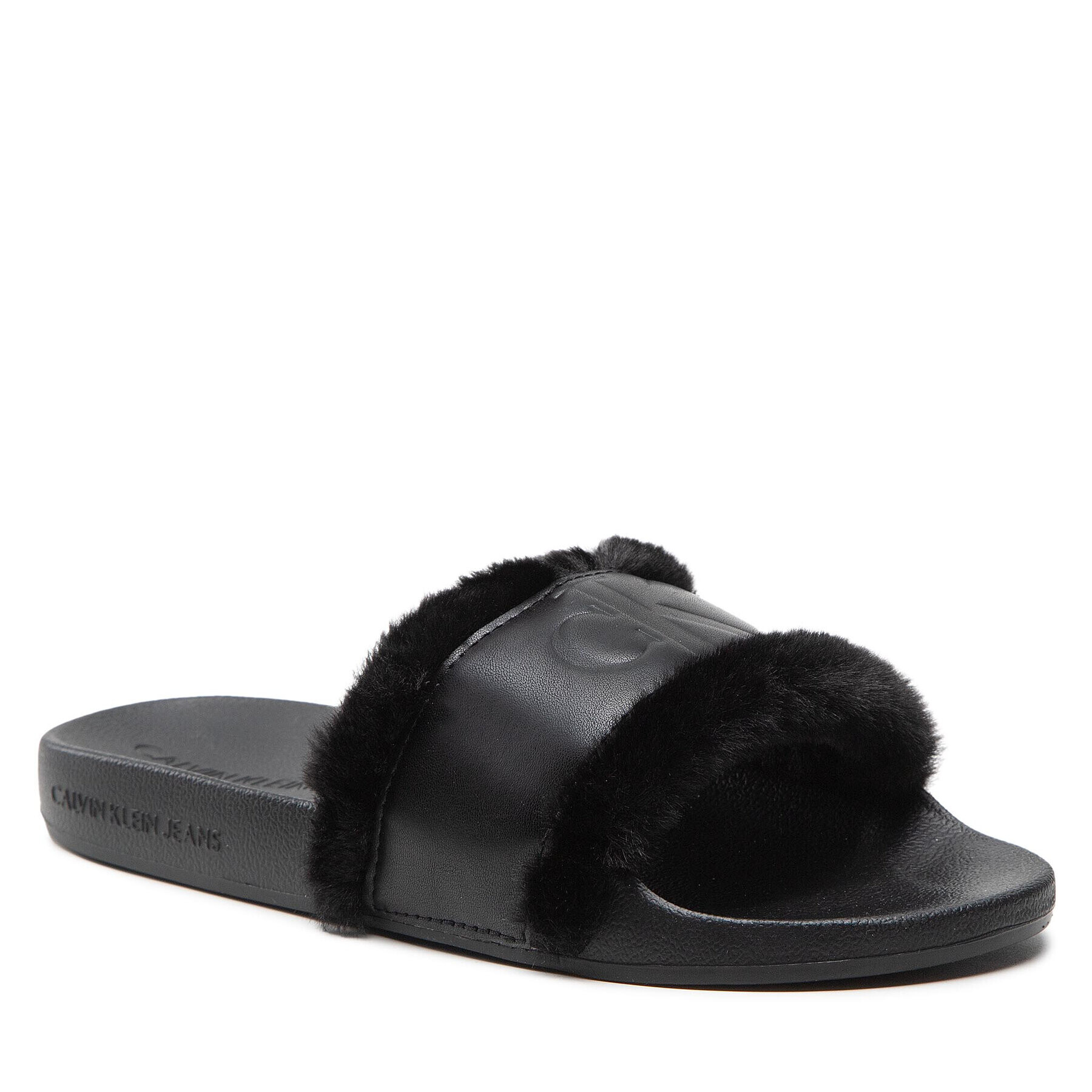 Calvin Klein Jeans Чехли Slide W/Fake Fur YW0YW00754 Черен - Pepit.bg