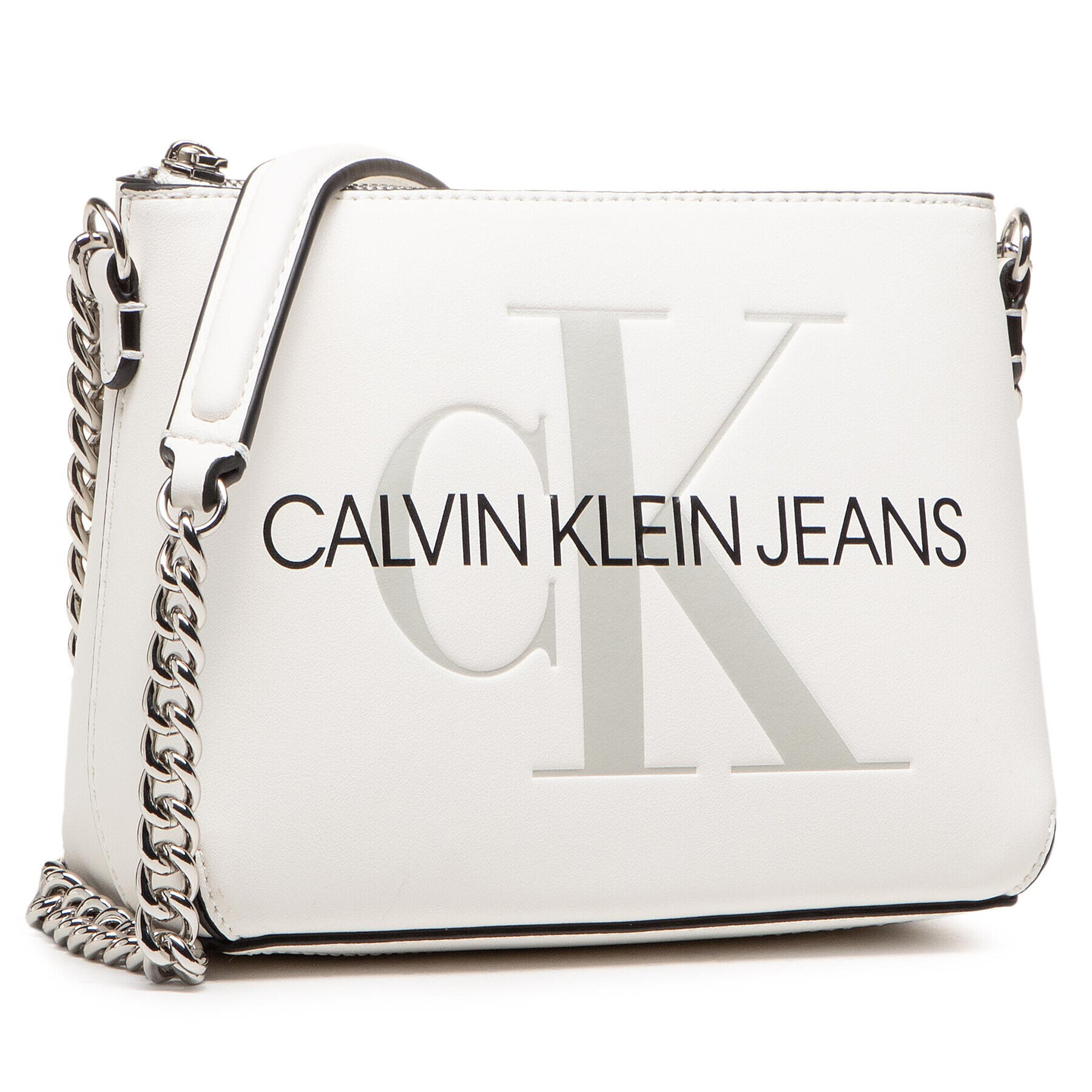 Calvin Klein Jeans Дамска чанта Camer Pouch Wichain K60K607858 Бял - Pepit.bg