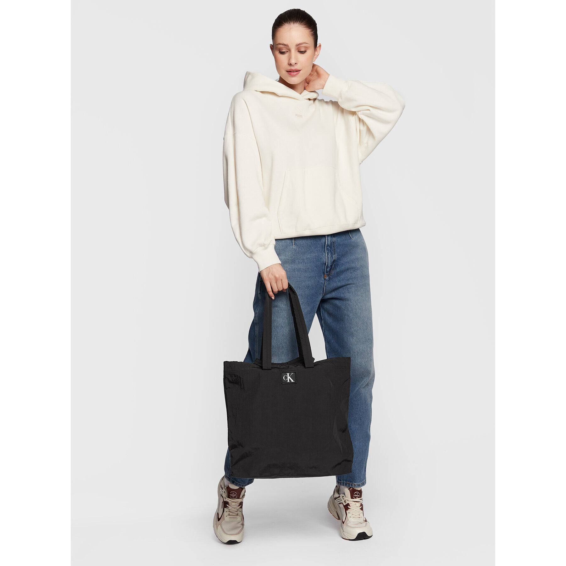 Calvin Klein Jeans Дамска чанта City Nylon Sq Rev Tote38 K60K610021 Черен - Pepit.bg