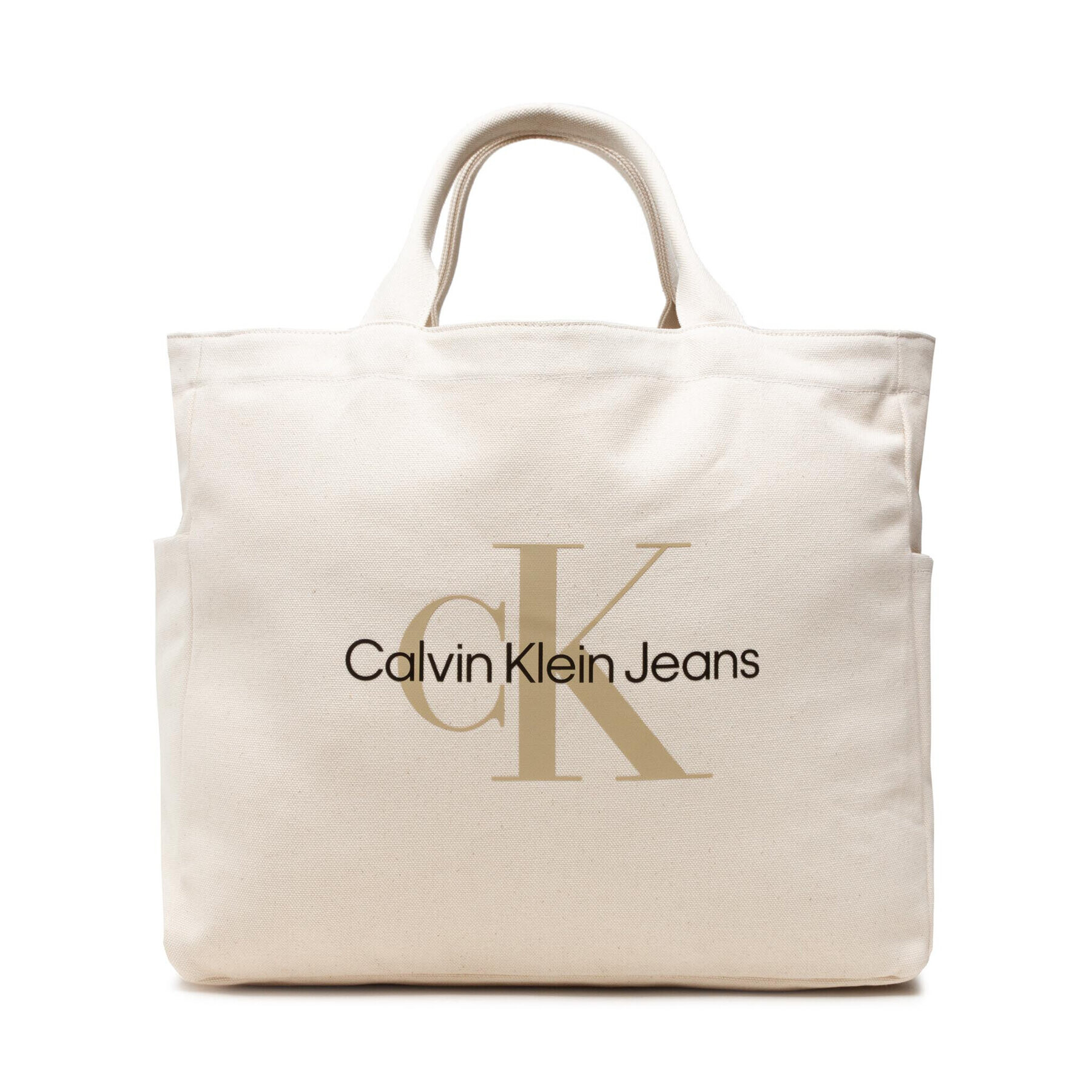 Calvin Klein Jeans Дамска чанта Logo Shopper IU0IU00272 Бежов - Pepit.bg