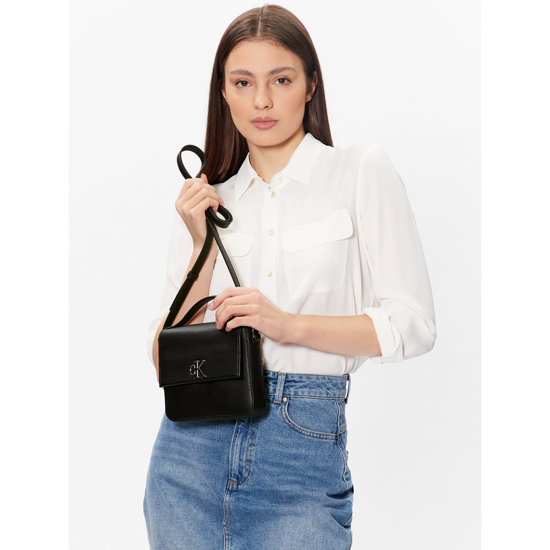 Calvin Klein Jeans Дамска чанта Minimal Monogram Boxy Flap Cb19 K60K610330 Черен - Pepit.bg